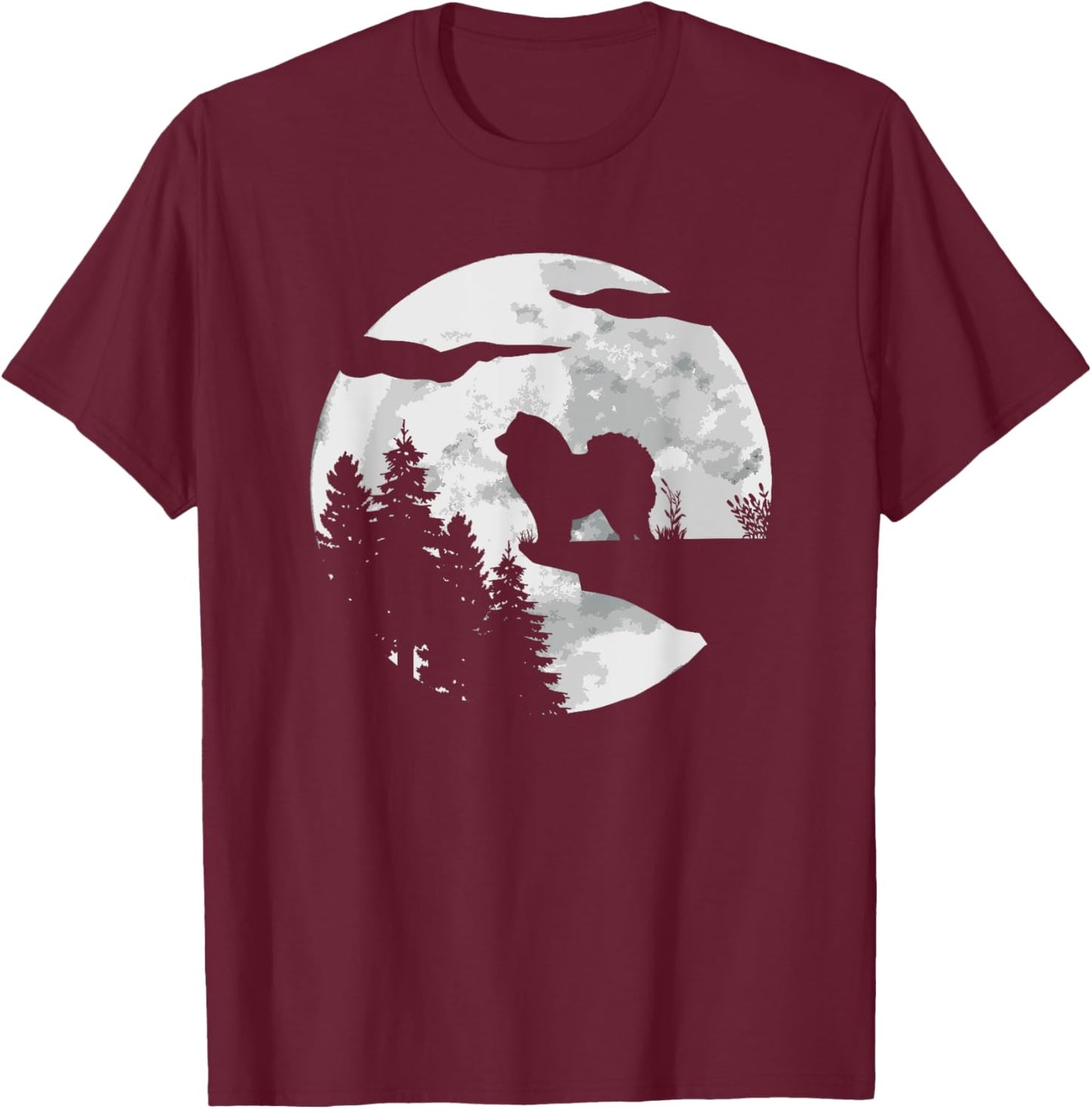 Chow Chow Dog Breed Full Moon at Night - Dog Owner Chow Chow Men Women Girls Kids T-Shirt - T-Shirt | Maroon