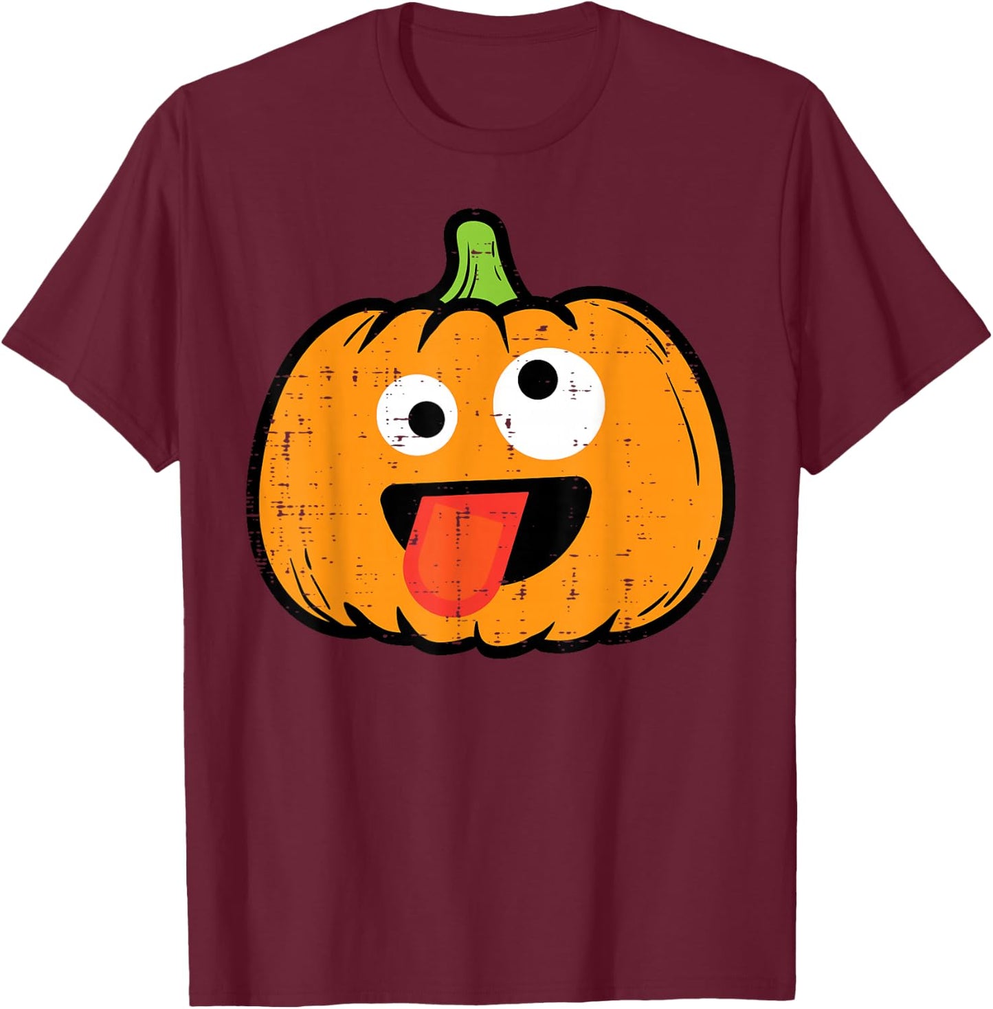 Halloween Pumpkin Tongue Out Face Costume Boy Kids Men Women T-Shirt - T-Shirt | Maroon