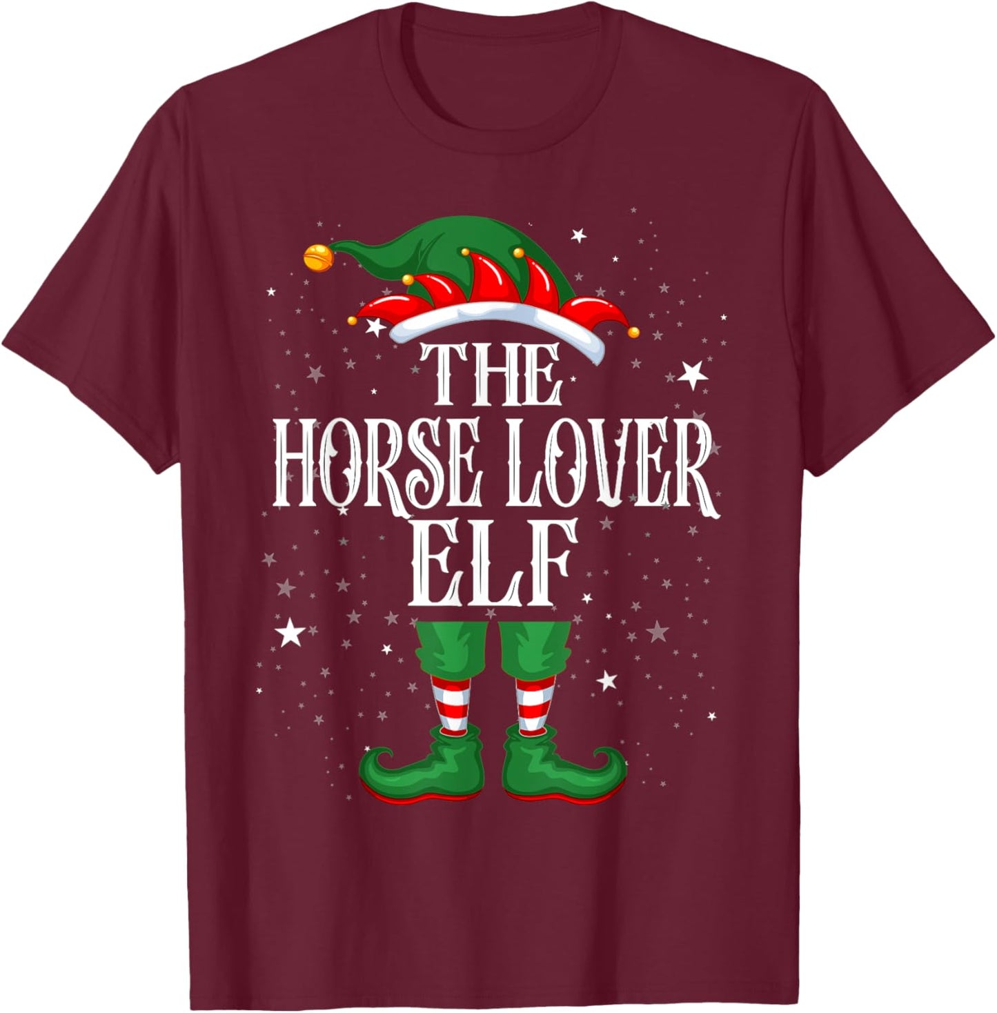 Christmas Elf Matching Family Group Funny Horse Lover Elf T-Shirt - T-Shirt | Maroon