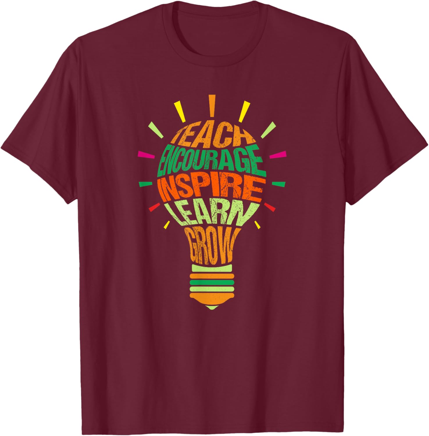 Teacher Inspirational Definition Colorful Lightbulb Women T-Shirt - T-Shirt | Maroon