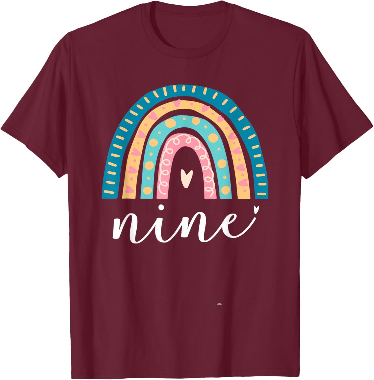 Nine Year Old Rainbow 9th Birthday Gifts For Girls 9 Bday T-Shirt - T-Shirt | Maroon
