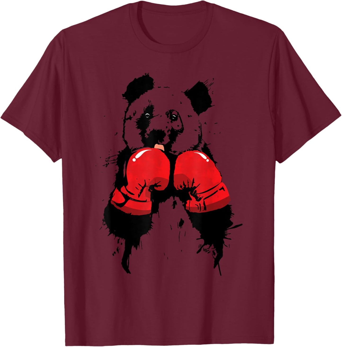Pop Art Boxing Panda Bear Boxer T-Shirt - T-Shirt | Maroon