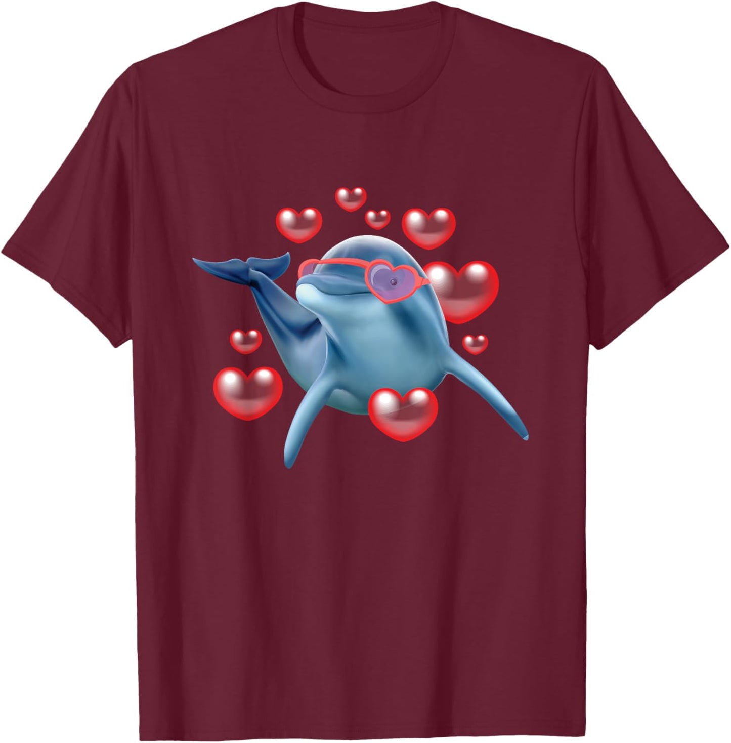 Dolphin In Love - Sea Animal Lover Marine Biologist T-Shirt - T-Shirt | Maroon