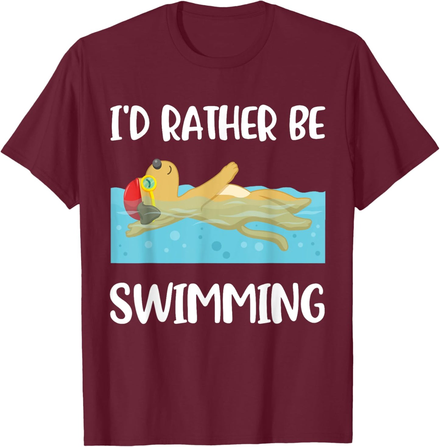 Id Rather Be Swimming T-Shirt - T-Shirt | Maroon