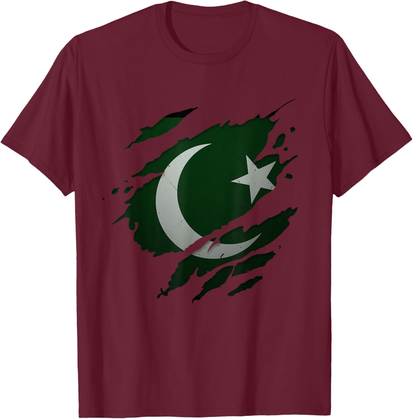 Proud Pakistani Shirts | Vintage Torn Ripped Pakistan Flag T-Shirt - T-Shirt | Maroon