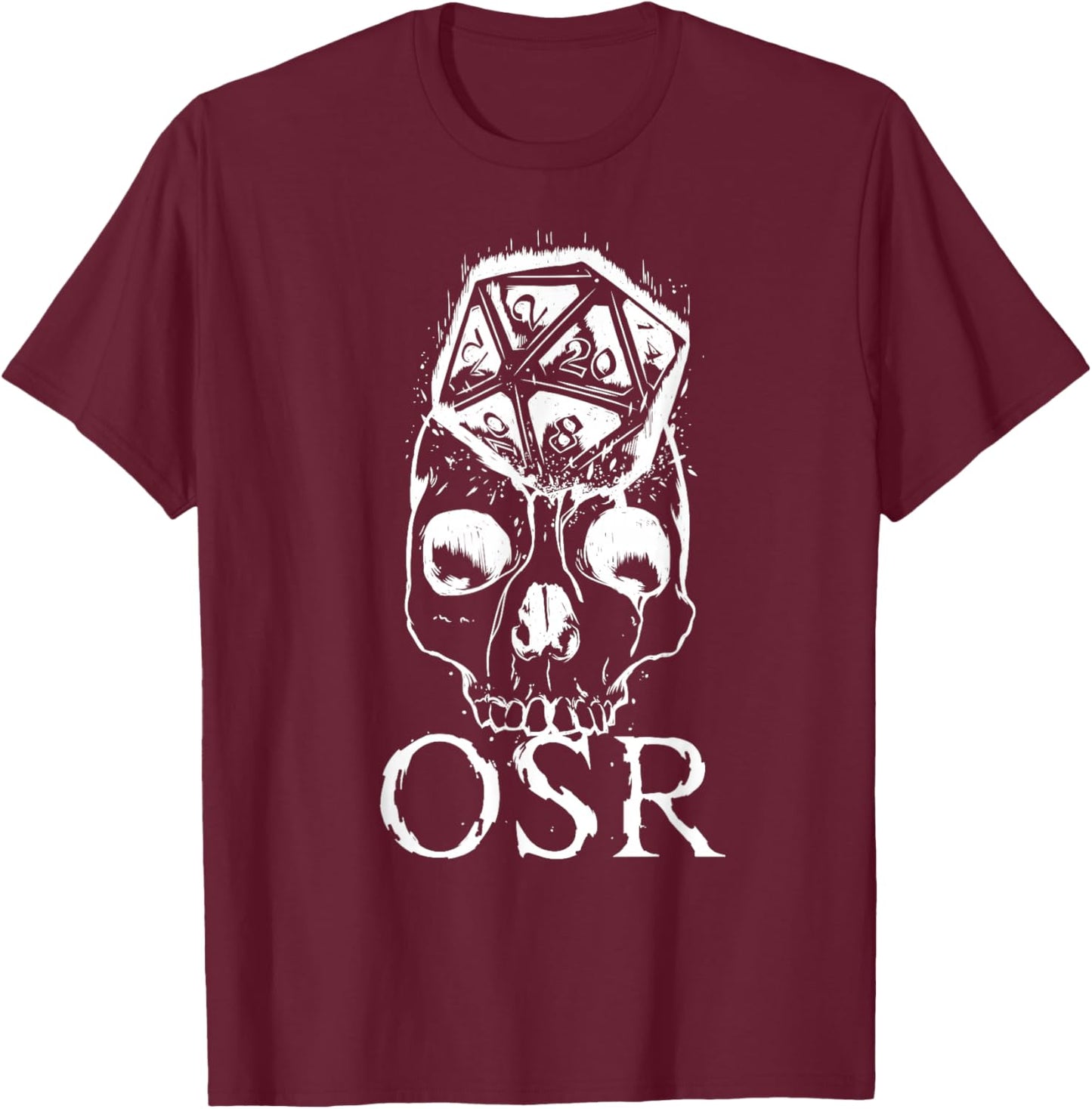 OSR RPG Roleplaying Games D20 Skull Old School Revival T-Shirt - T-Shirt | Maroon