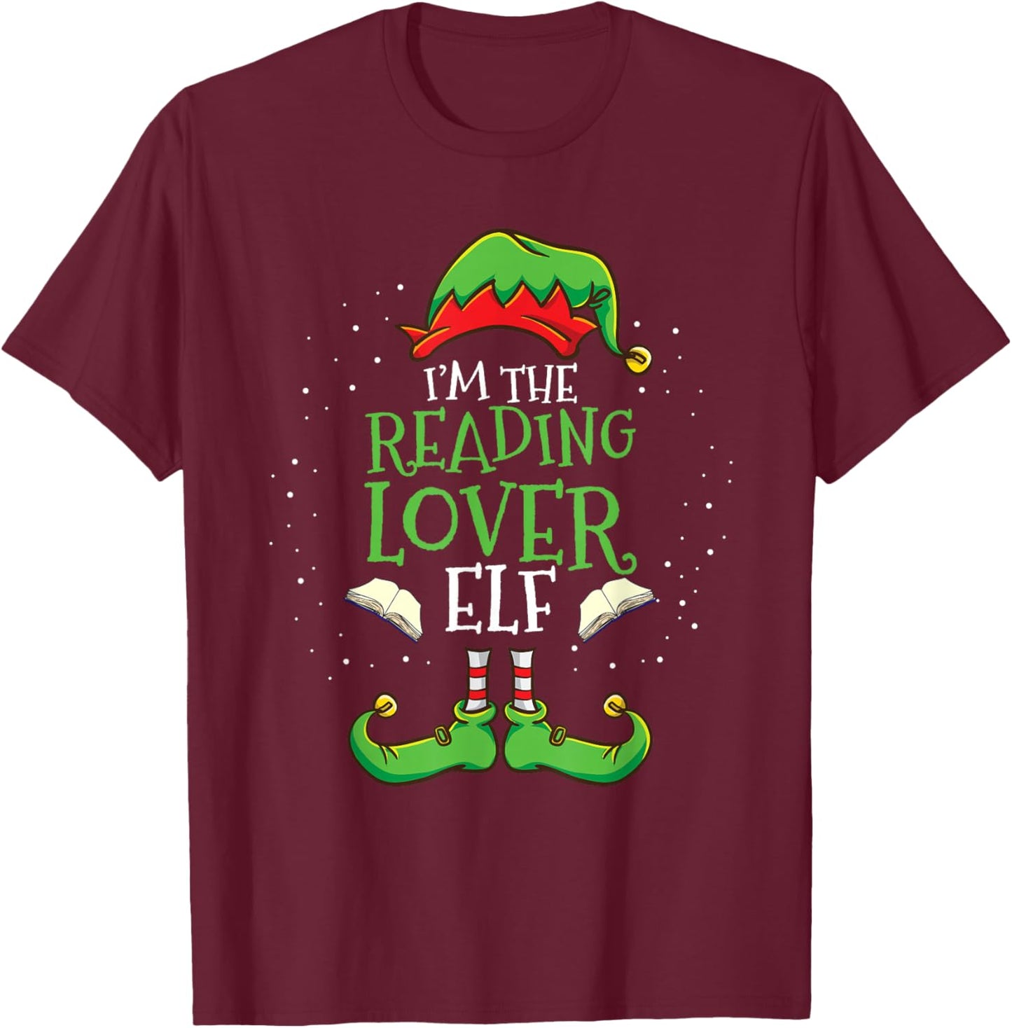 Im The Reading Lover Elf Christmas T-Shirt - T-Shirt | Maroon