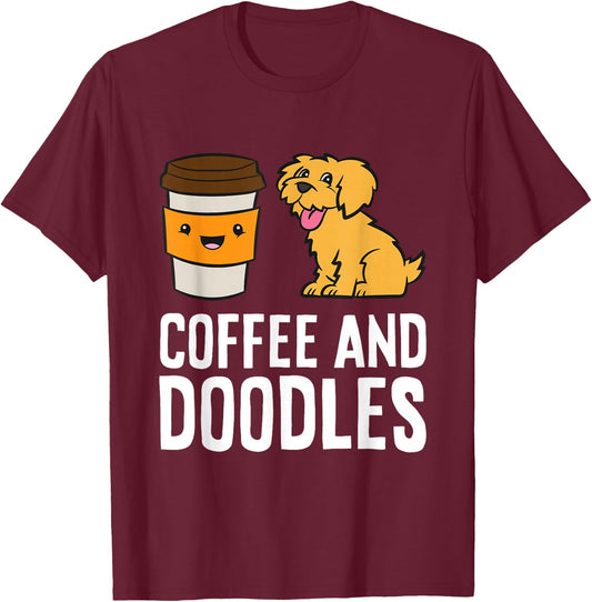 Coffee And Doodles T-Shirt - T-Shirt | Maroon