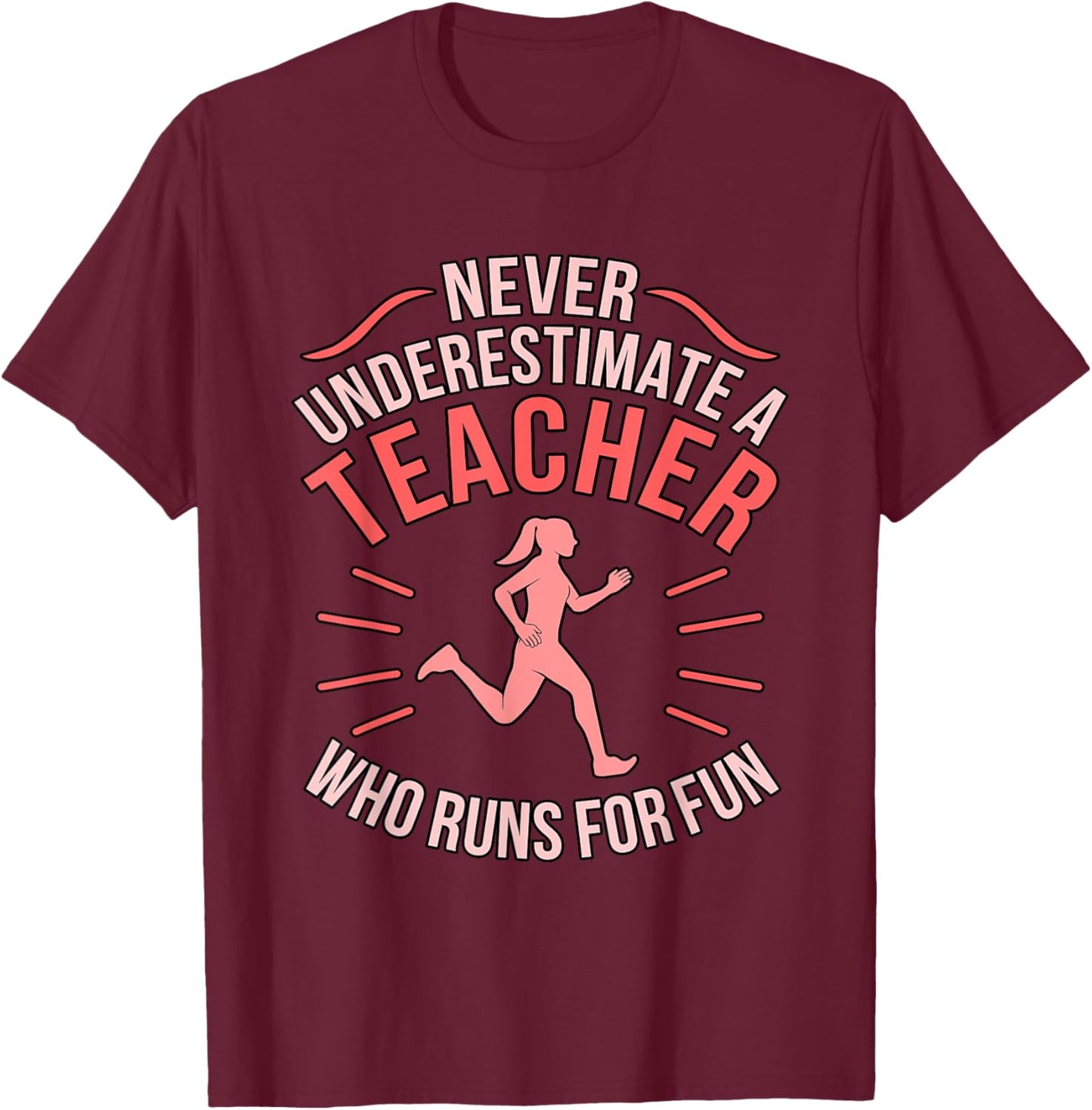 Teacher Who Runs Half Marathon Runner Running Lover Graphic T-Shirt - T-Shirt | Maroon
