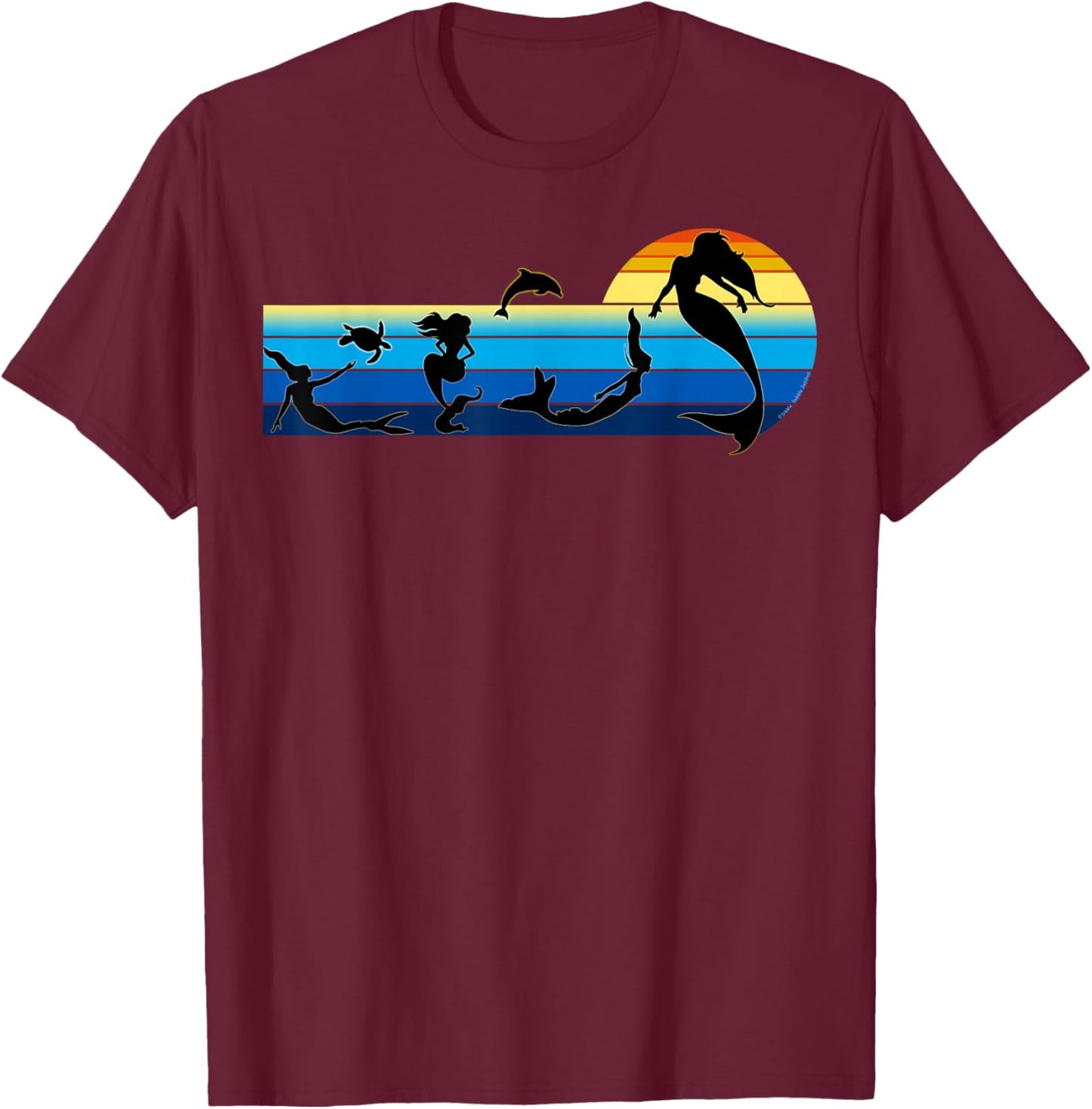 Nautical Swimming Mermaids in the Sea - Mermaids T-Shirt - T-Shirt | Maroon