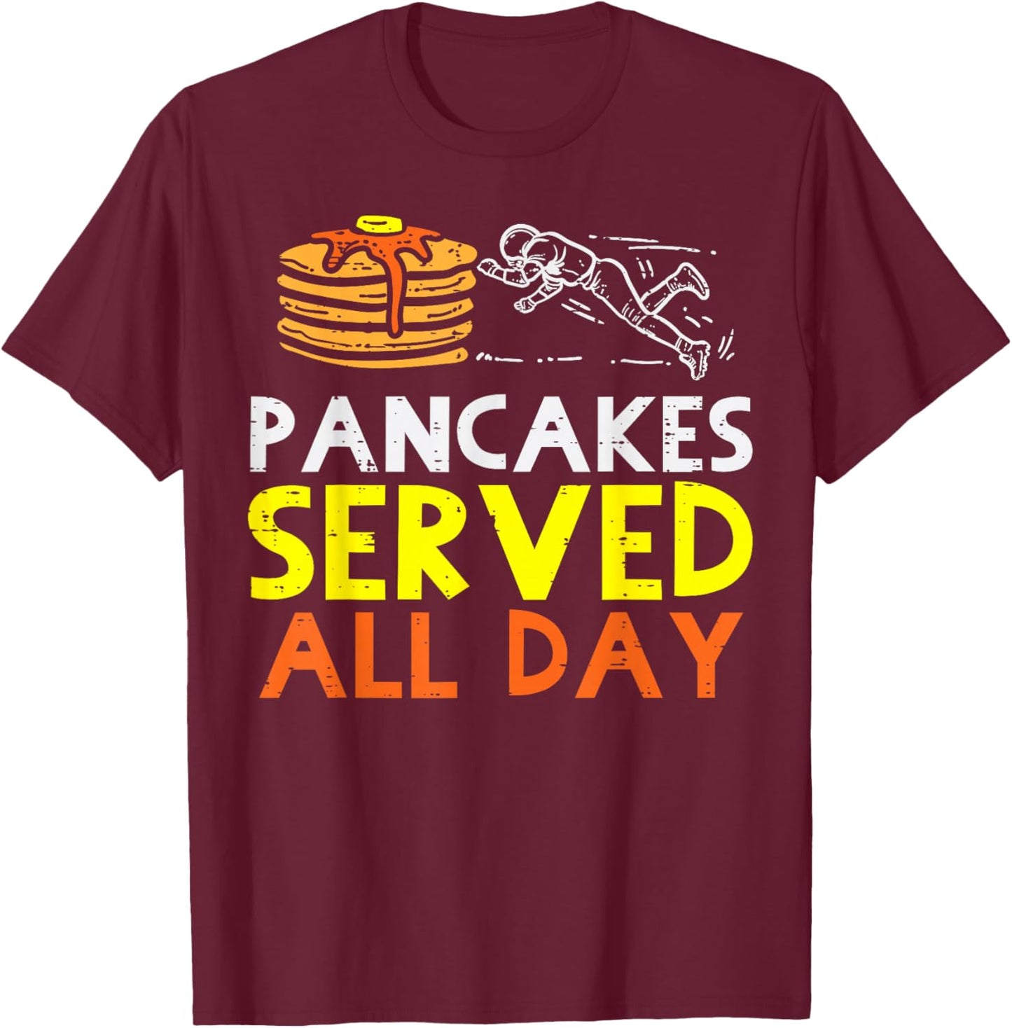 Pancakes Served American Football Funny Offensive Lineman T-Shirt - T-Shirt | Maroon