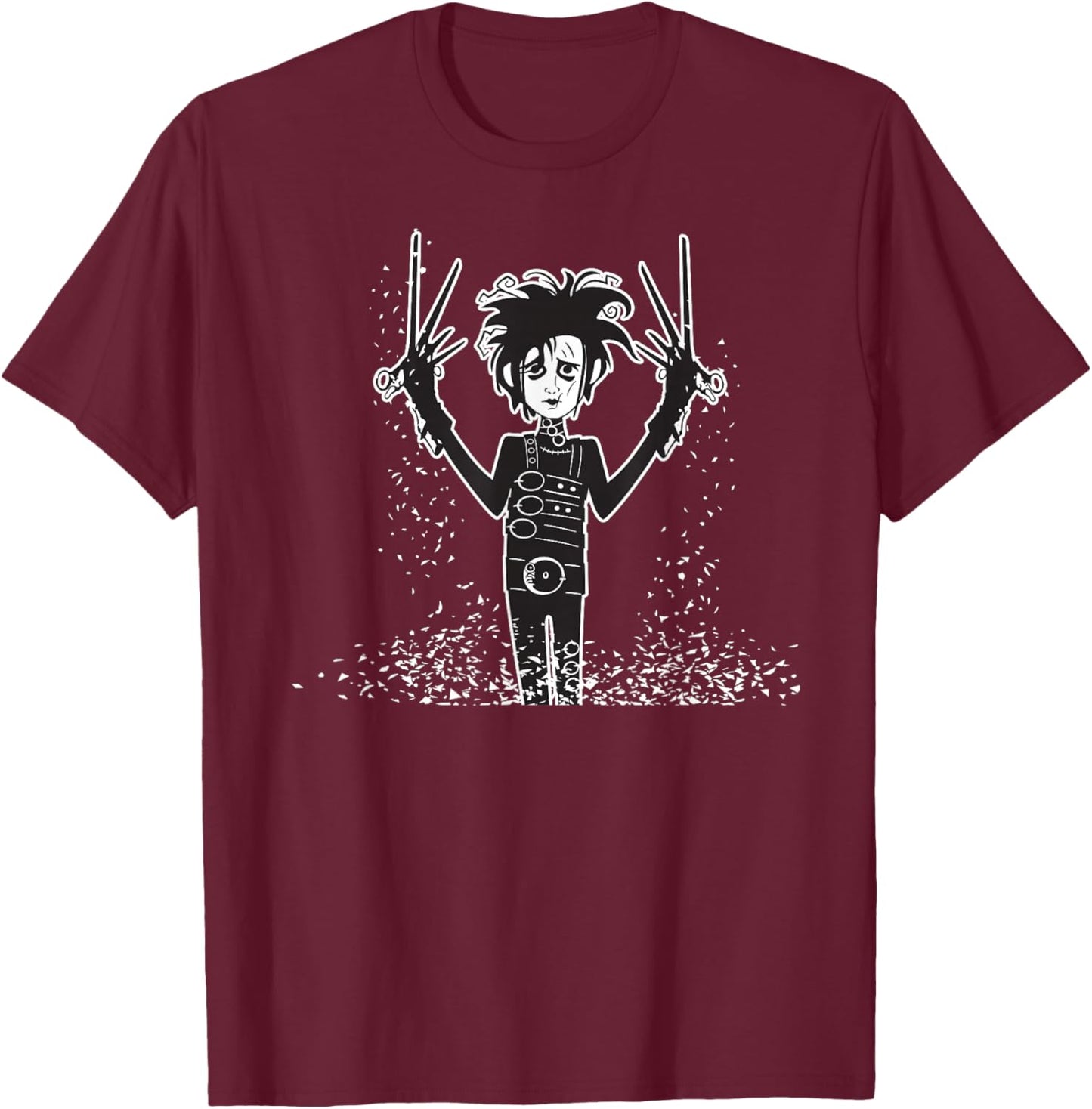 Tim Burton's Edward Scissorhands Snow T-Shirt - T-Shirt | Maroon