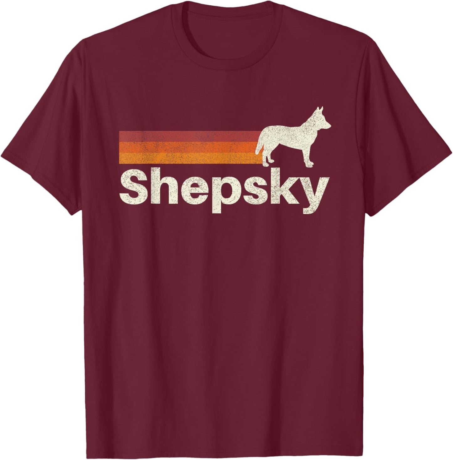 Vintage Shepsky Retro Mom Dad Dog Men Women Girls Kids T-Shirt - T-Shirt | Maroon