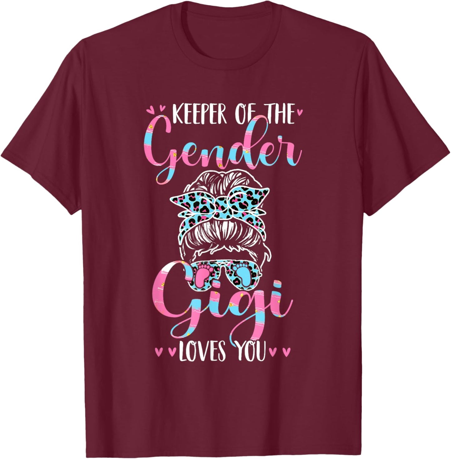 Keeper of the Gender Gigi Loves You Cute Women Gender Reveal T-Shirt - T-Shirt | Maroon