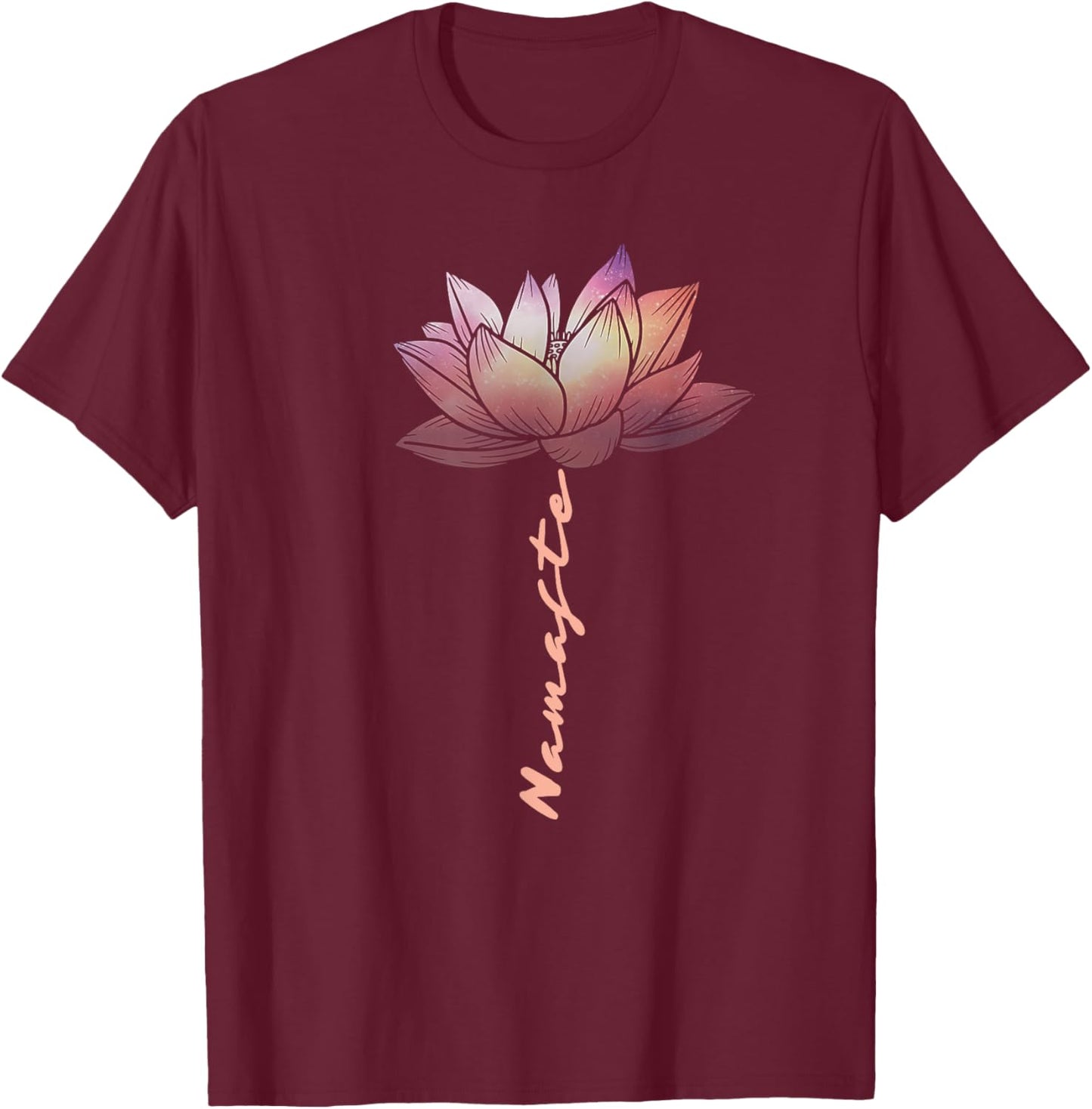 Lotus Fun Watercolor Namaste Lotus Flower Spiritual Yoga Med T-Shirt - T-Shirt | Maroon