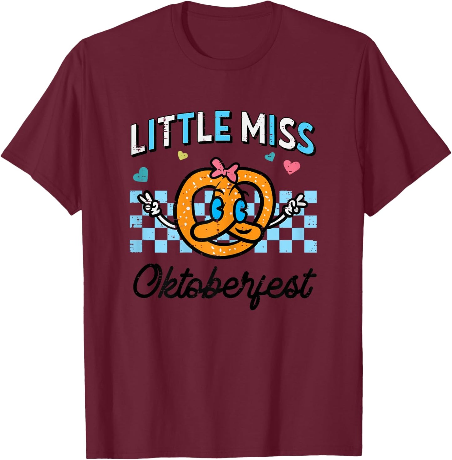 Little Miss Oktoberfest Pretzel German Toddler Girls Kids T-Shirt - T-Shirt | Maroon