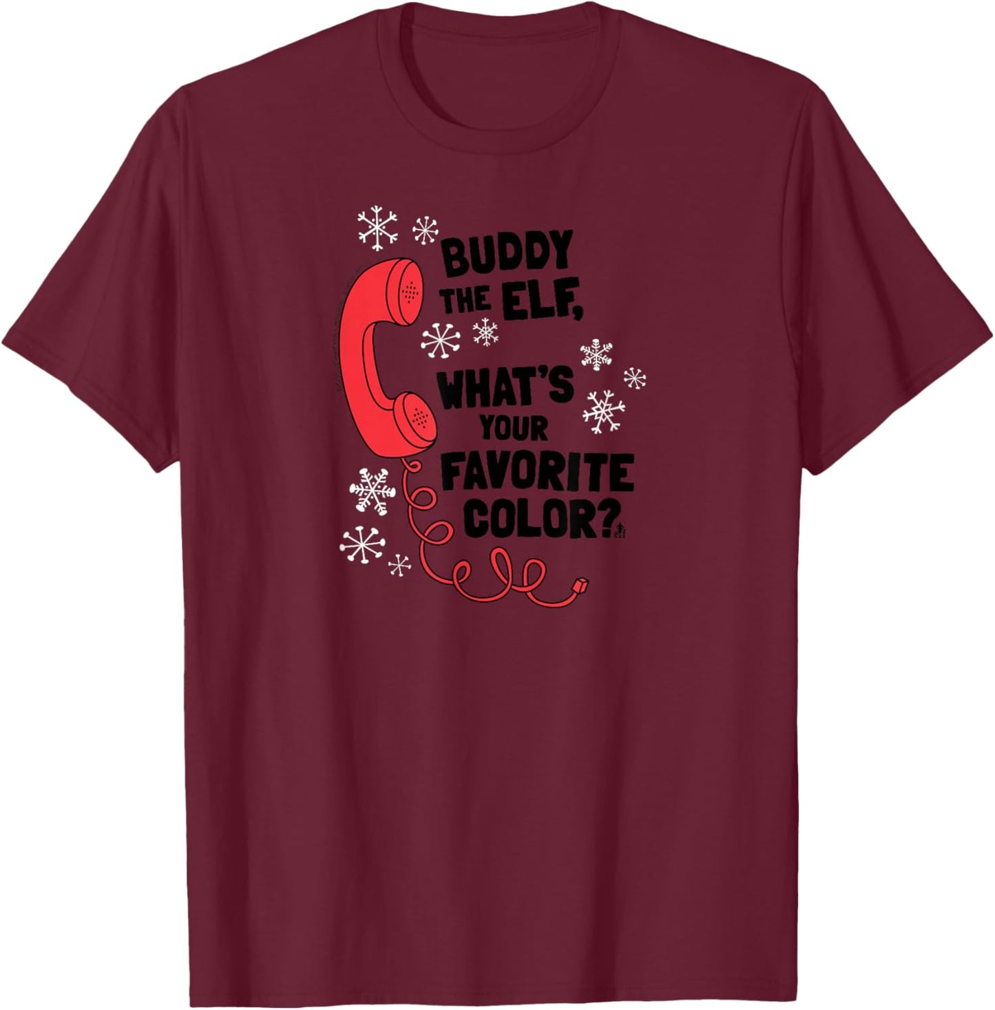 Elf What's Your Favorite Color? Phone Funny Christmas T-Shirt - T-Shirt | Maroon