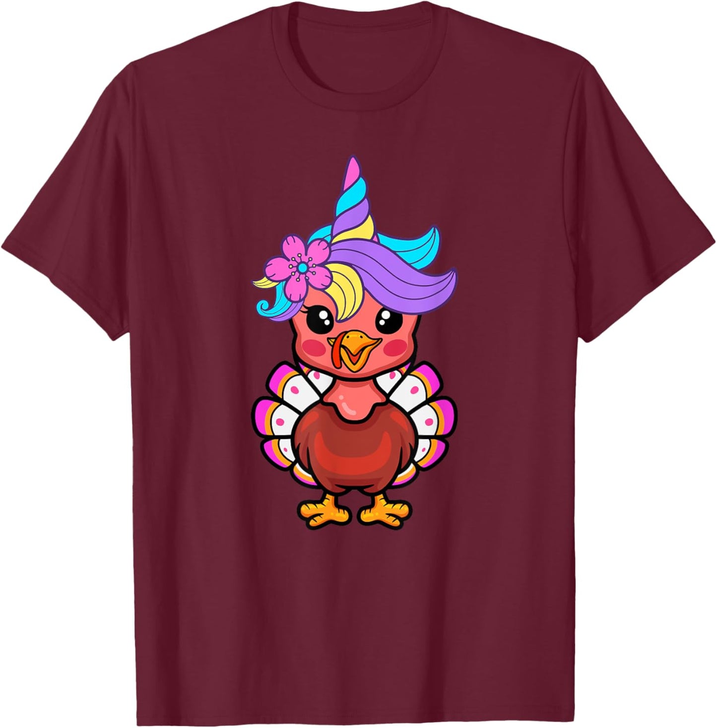 Cute Unicorn Funny Baby Turkey Thanksgiving Day T-Shirt - T-Shirt | Maroon