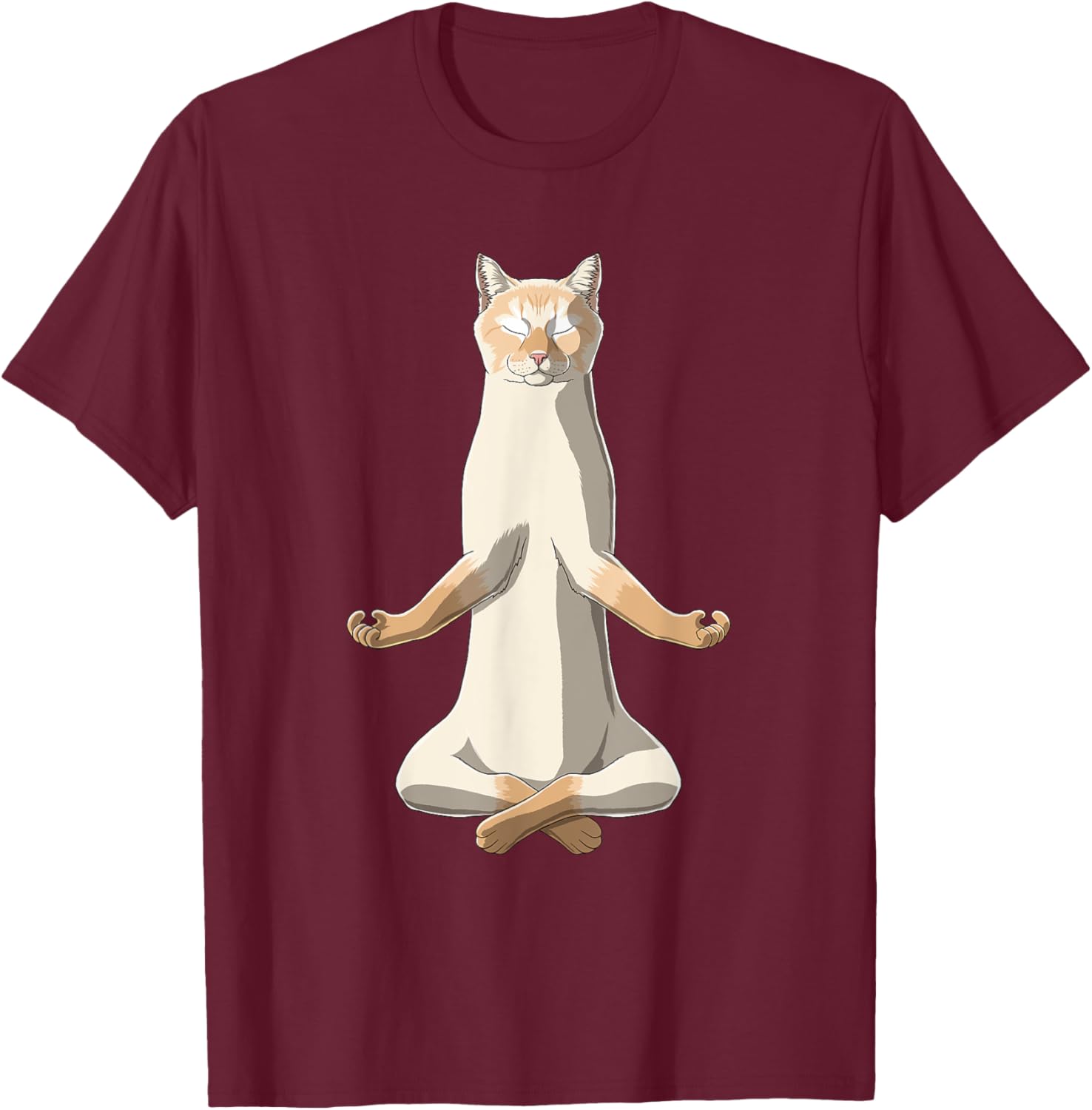 Funny Yoga Flame Point Siamese Cat Men Women Girls Kids T-Shirt - T-Shirt | Maroon