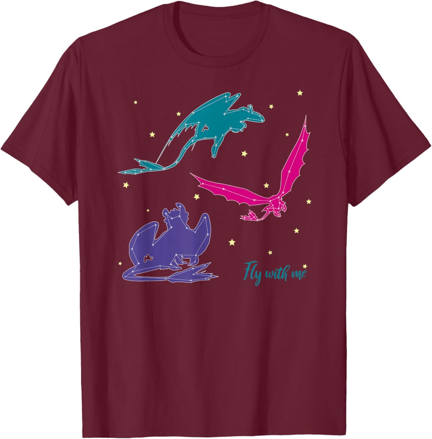 DreamWorks How to Train Your Dragon 3 Fly With Me T-Shirt - T-Shirt | Maroon