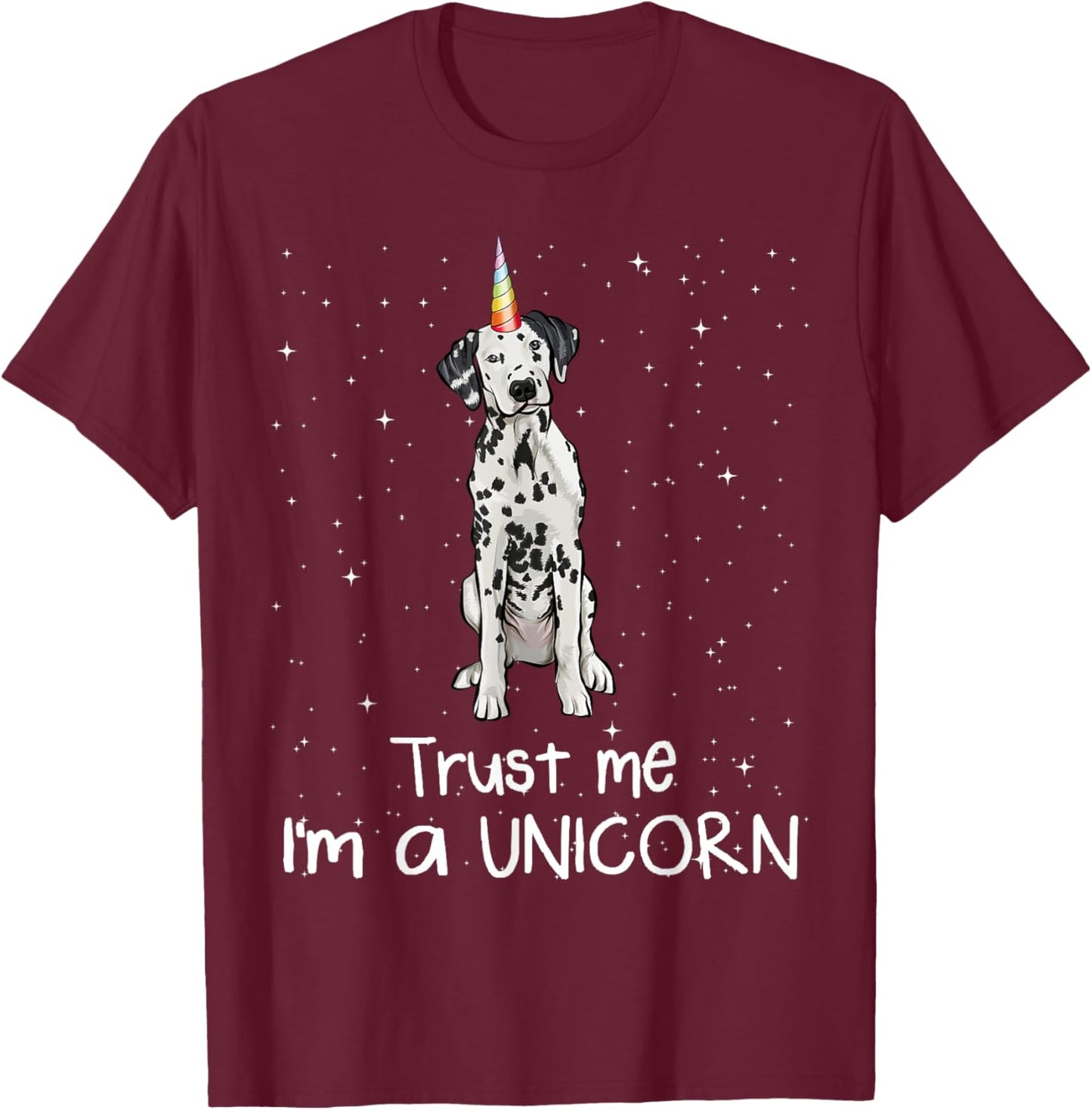 Funny Dalmatian Unicorn T-Shirt - T-Shirt | Maroon