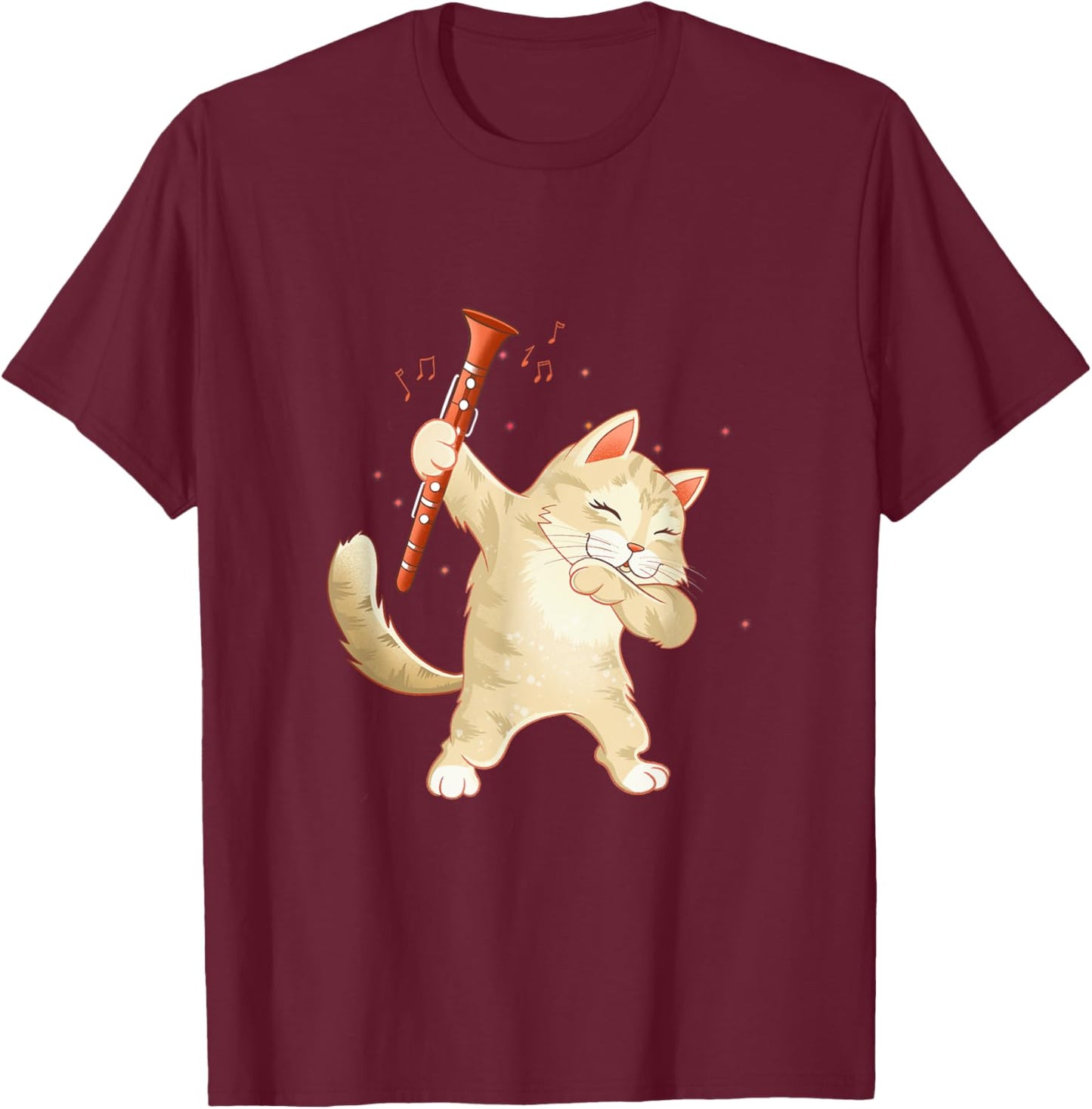 Funny Clarinet Dabbing Cat Lover Clarinetist Cat Men Women T-Shirt - T-Shirt | Maroon