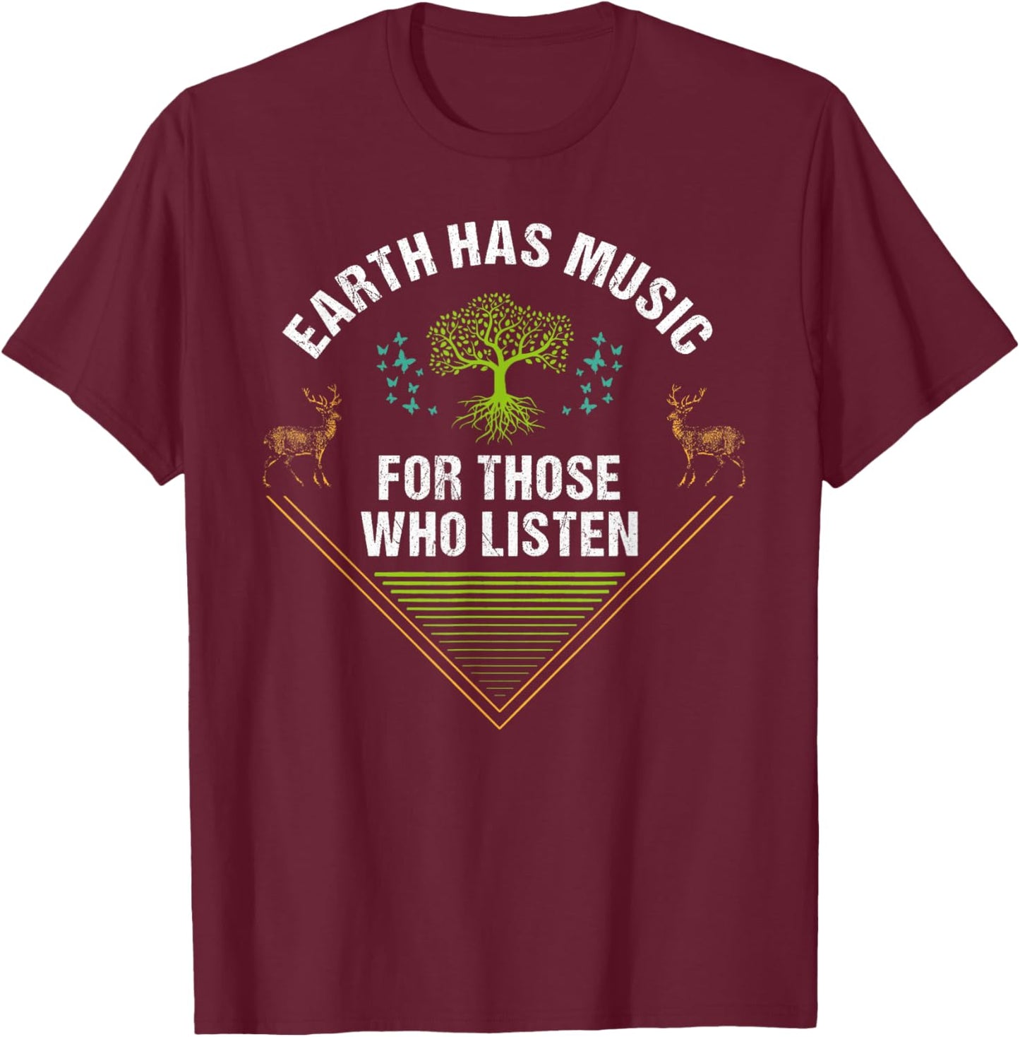 Walk with Nature Earth Music Hiking Themed Outdoor T-Shirt - T-Shirt | Maroon