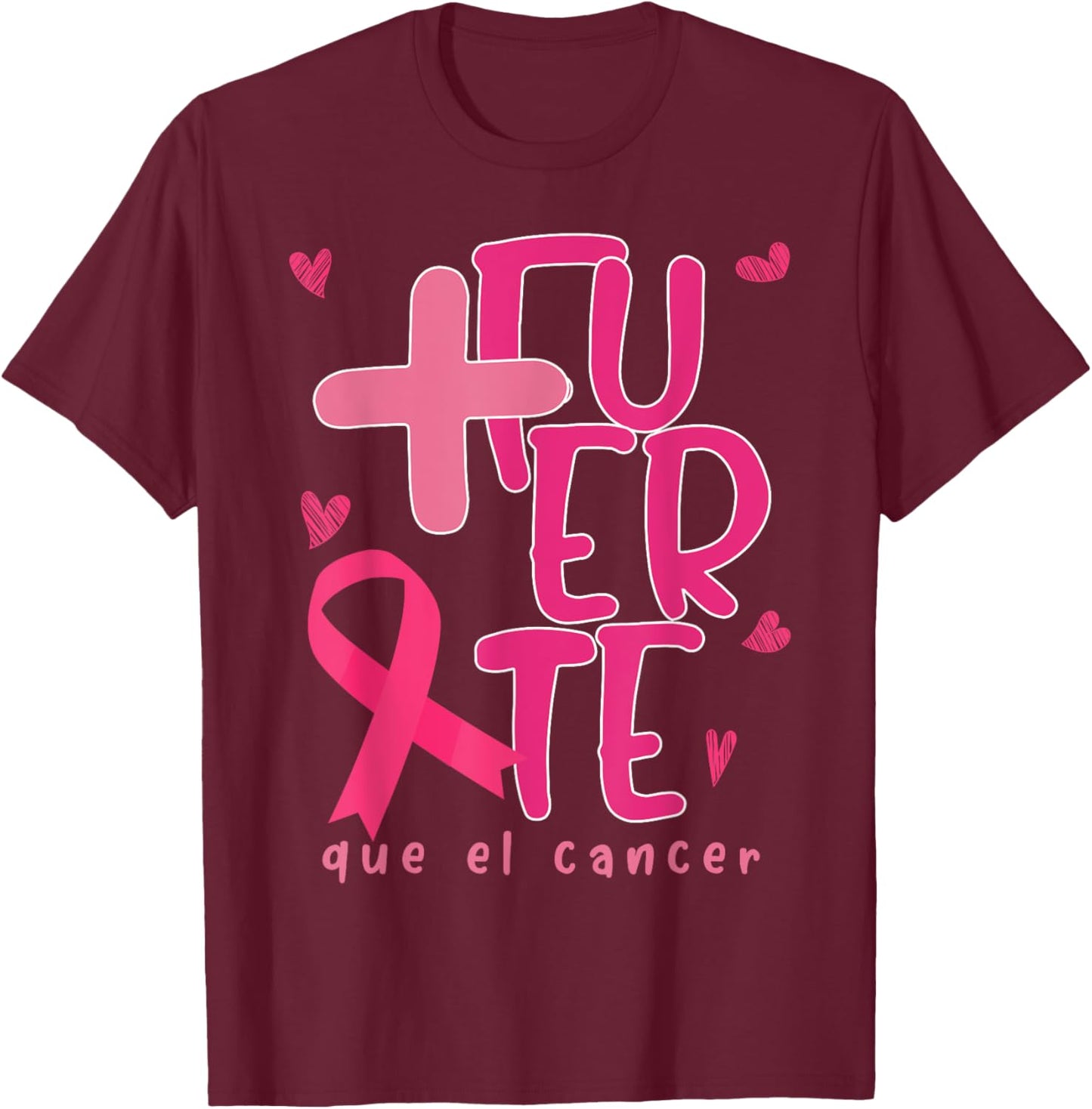 Cute Breast Cancer Support Espanol We Wear Pink Spanish T-Shirt - T-Shirt | Maroon