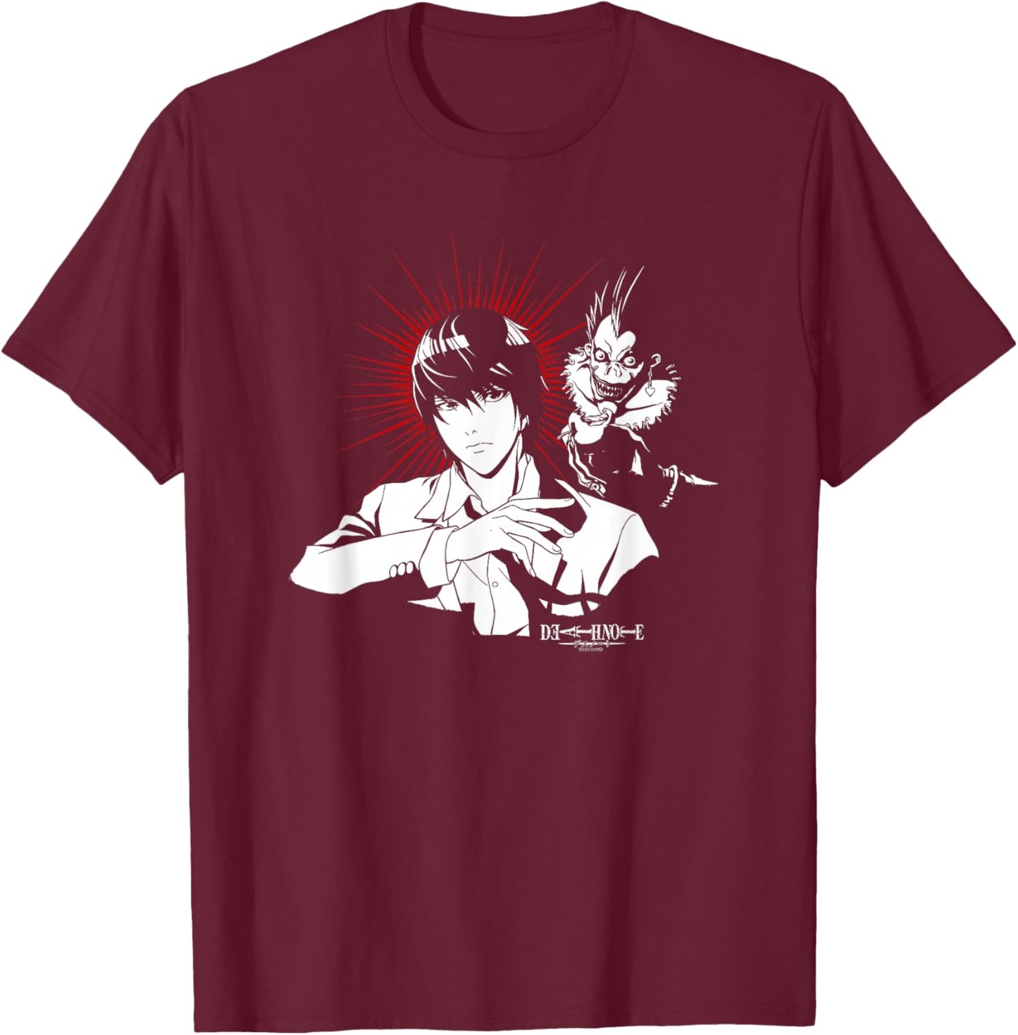 Death Note Ryuk and Light with Halo Anime T-Shirt - T-Shirt | Maroon