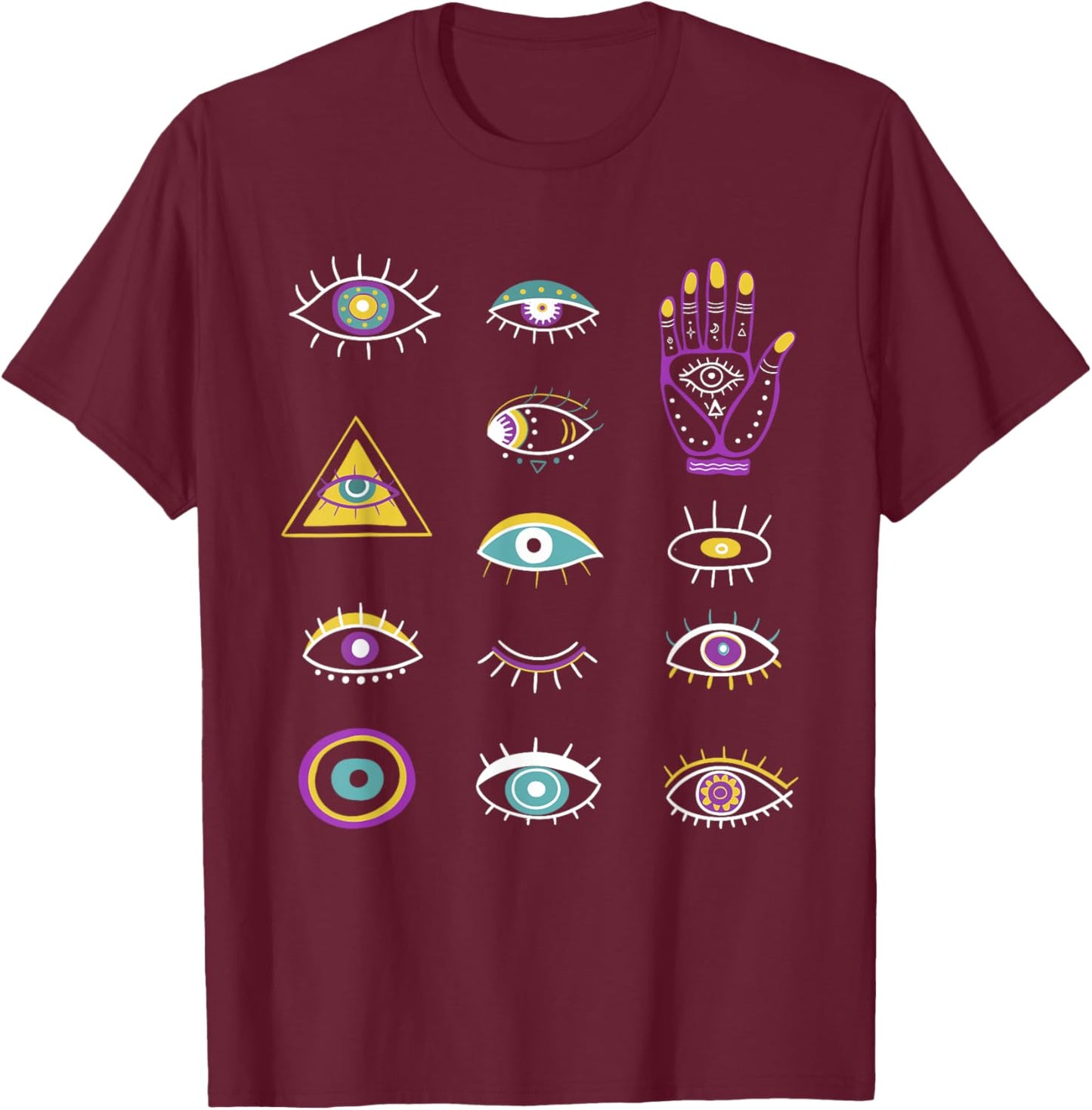Evil Eye Curse Protection Seeing Eyes Evil Eye Nazar Mati T-Shirt - T-Shirt | Maroon
