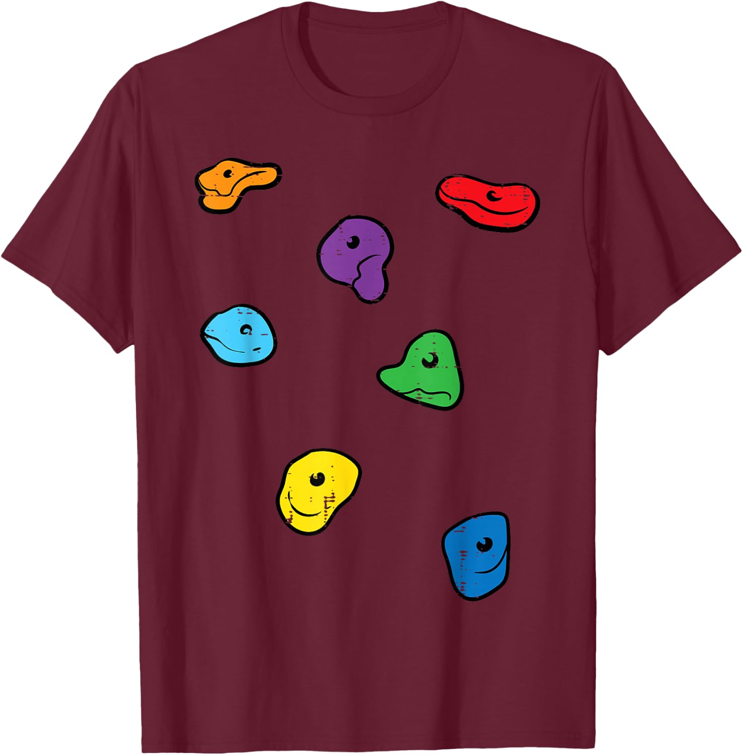 Climbing Holds Wall Rock Climber Bouldering Women Men Kids T-Shirt - T-Shirt | Maroon