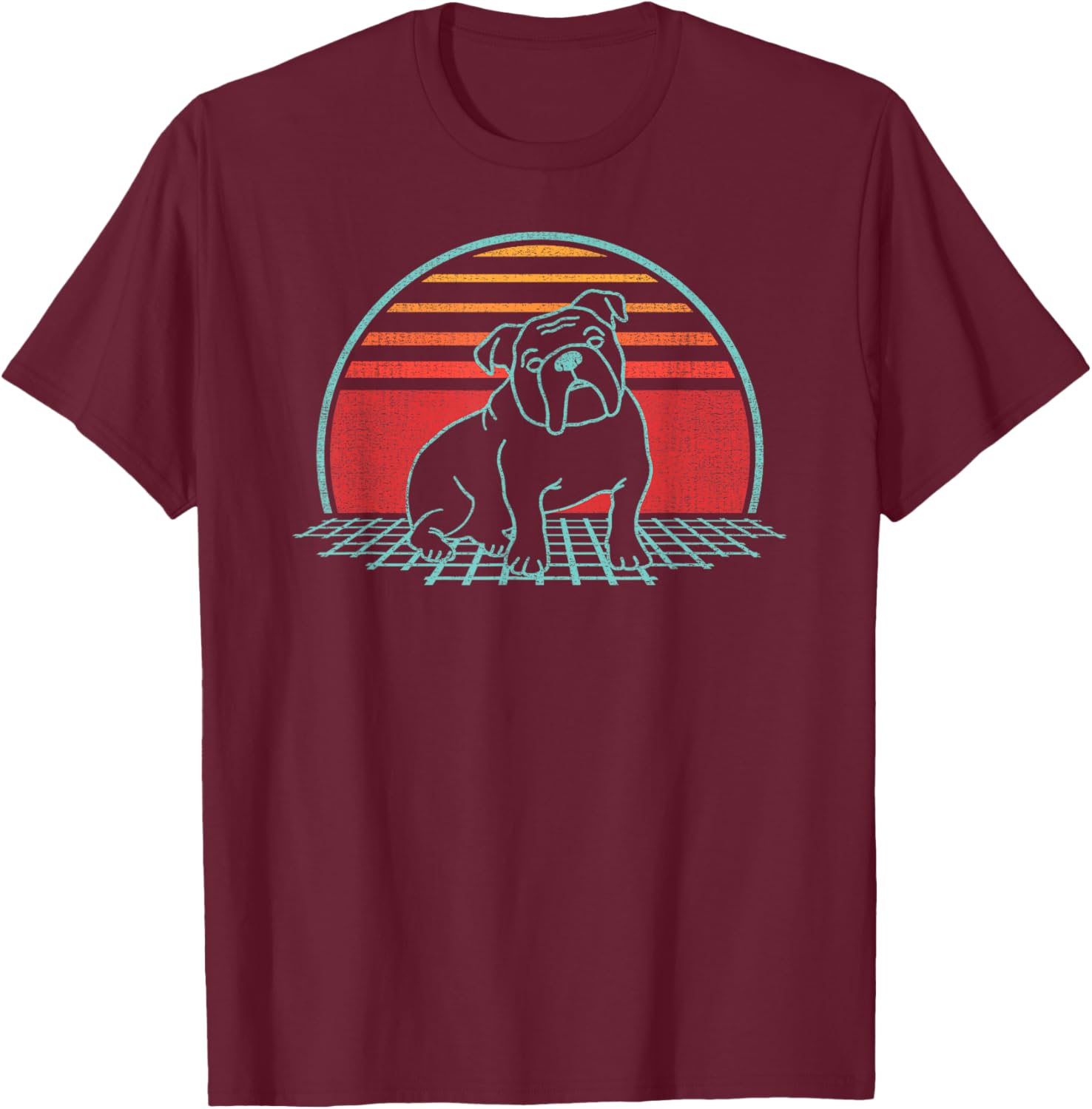 English Bulldog Lover Dog Owner Retro Vintage 80s Style T-Shirt - T-Shirt | Maroon
