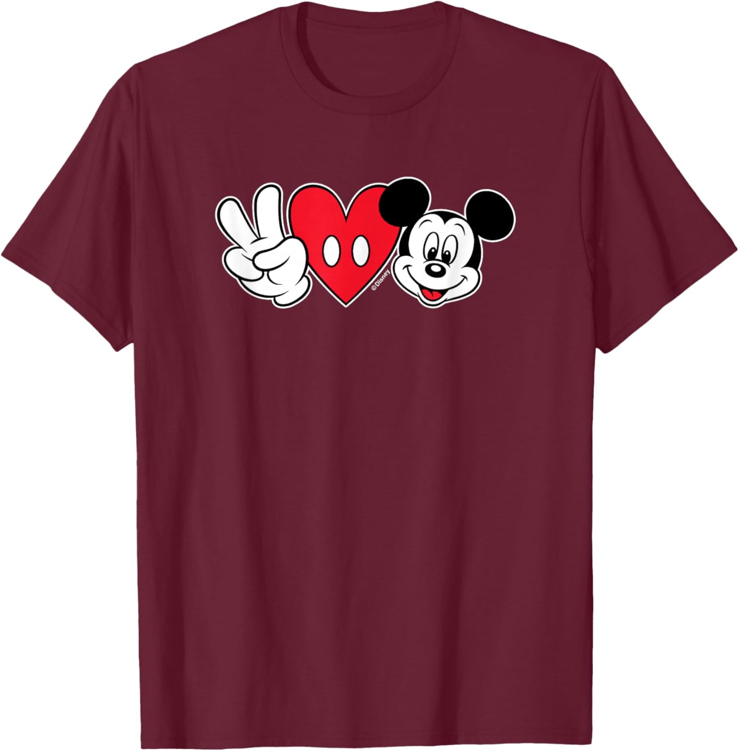 Mickey Mouse Peace T-Shirt - T-Shirt | Maroon