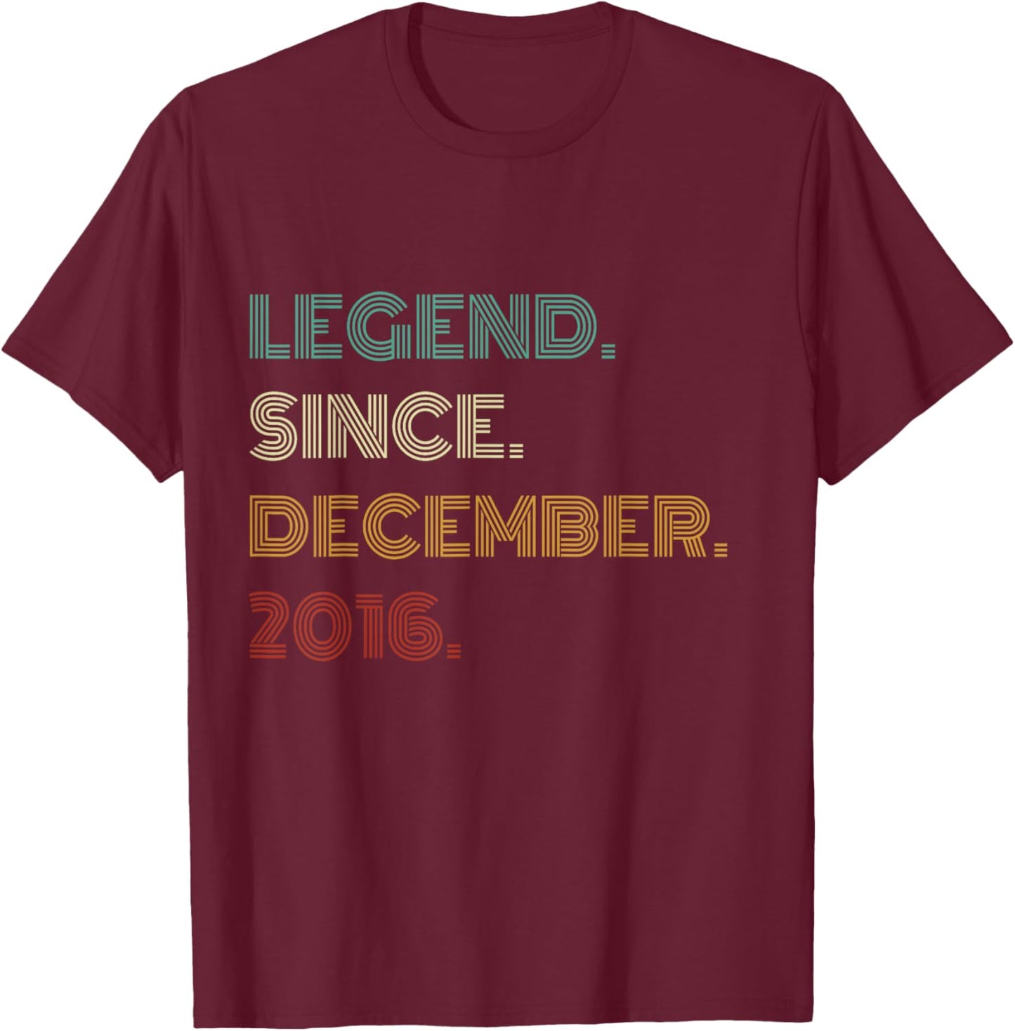 9 Years Old Legend Since December 2016 9th Birthday T-Shirt - T-Shirt | Maroon