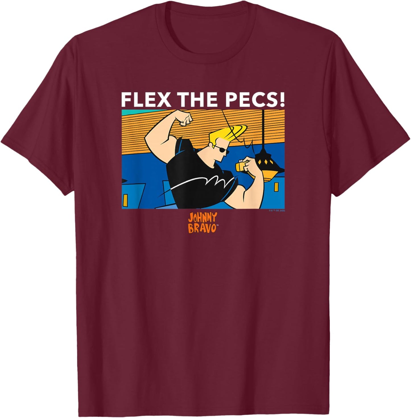 Johnny Bravo Flex The Pecs! Johnny Bravo Poster T-Shirt - T-Shirt | Maroon