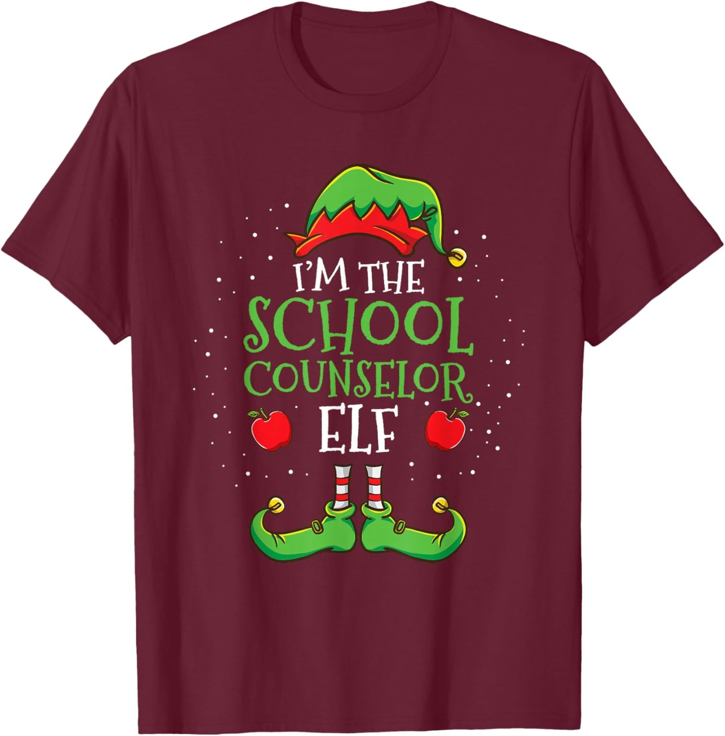 Im The School Counselor Elf Christmas T-Shirt - T-Shirt | Maroon