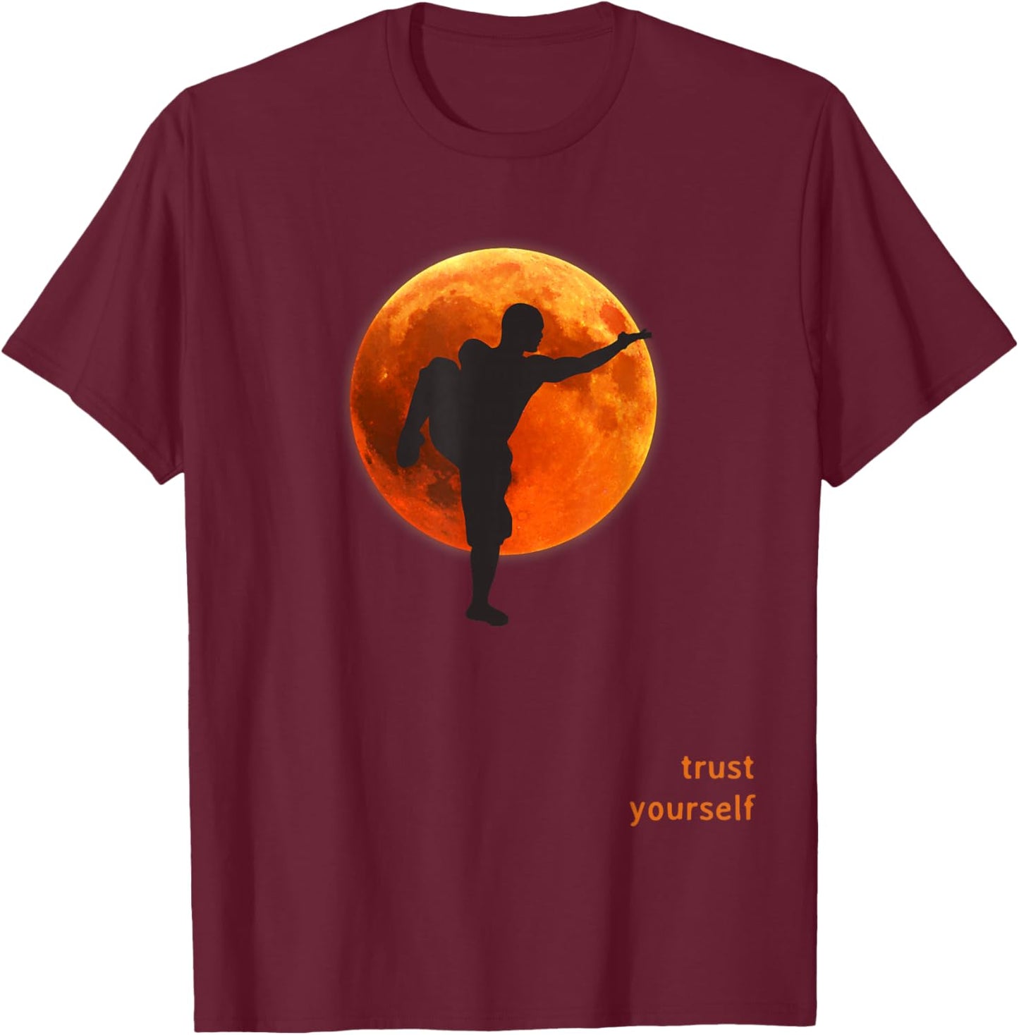Shaolin Monk - Training at the Blood Moon - Trust yourself T-Shirt - T-Shirt | Maroon