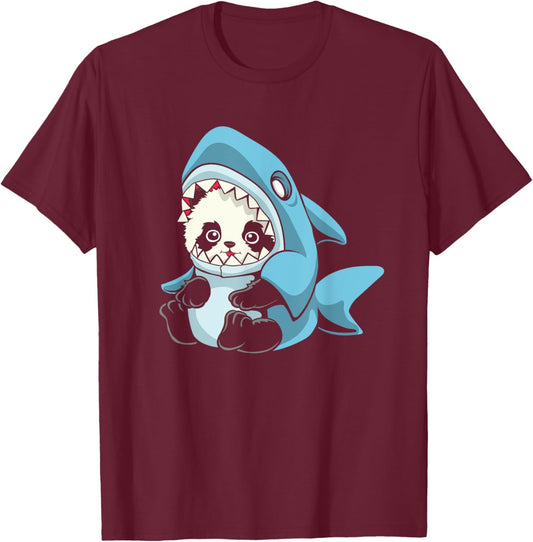 Adorable Baby Panda Shark T-Shirt - T-Shirt | Maroon
