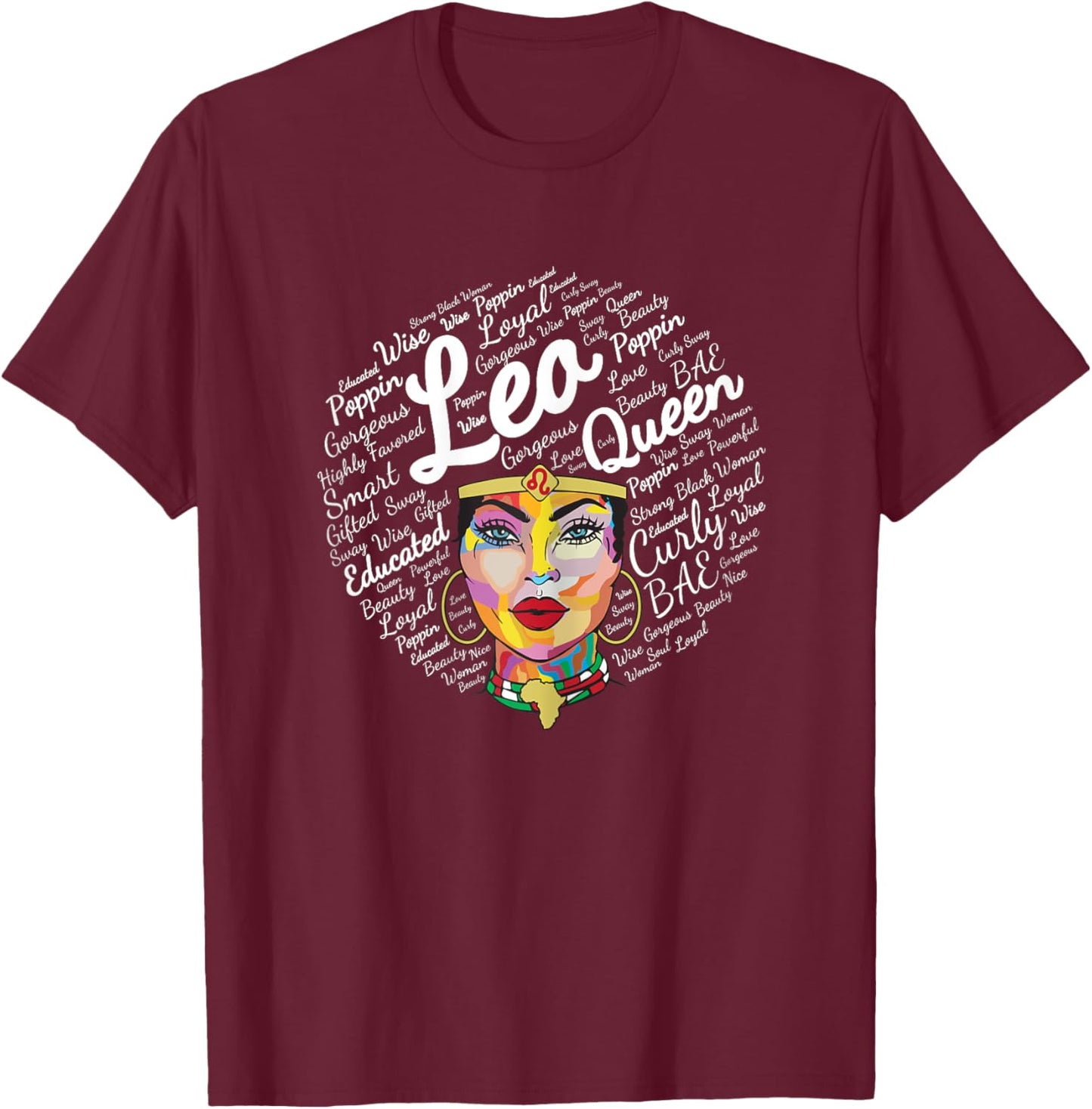 Leo Black Women Born In July August Leo Queen T-Shirt - T-Shirt | Maroon