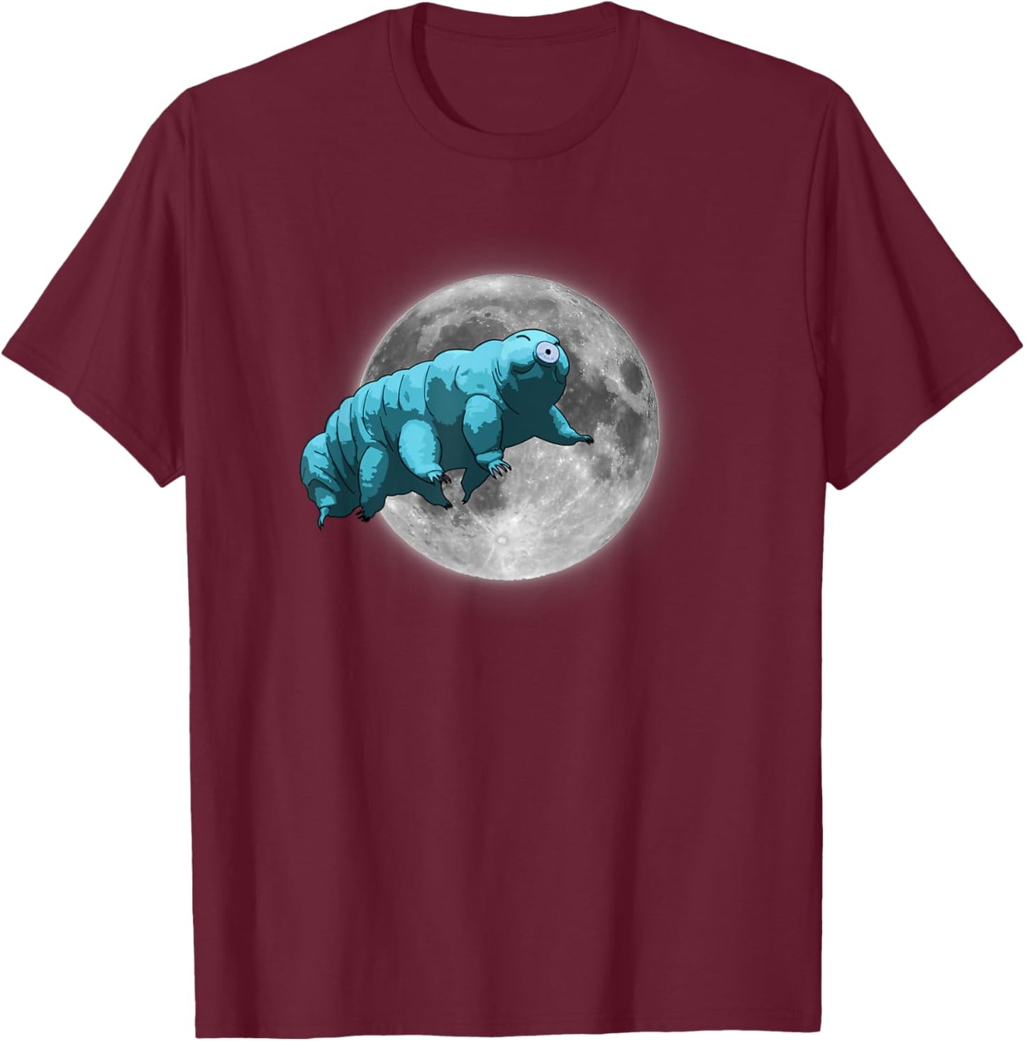 Tardigrade in Space | Funny Water Bear Moon T-Shirt - T-Shirt | Maroon