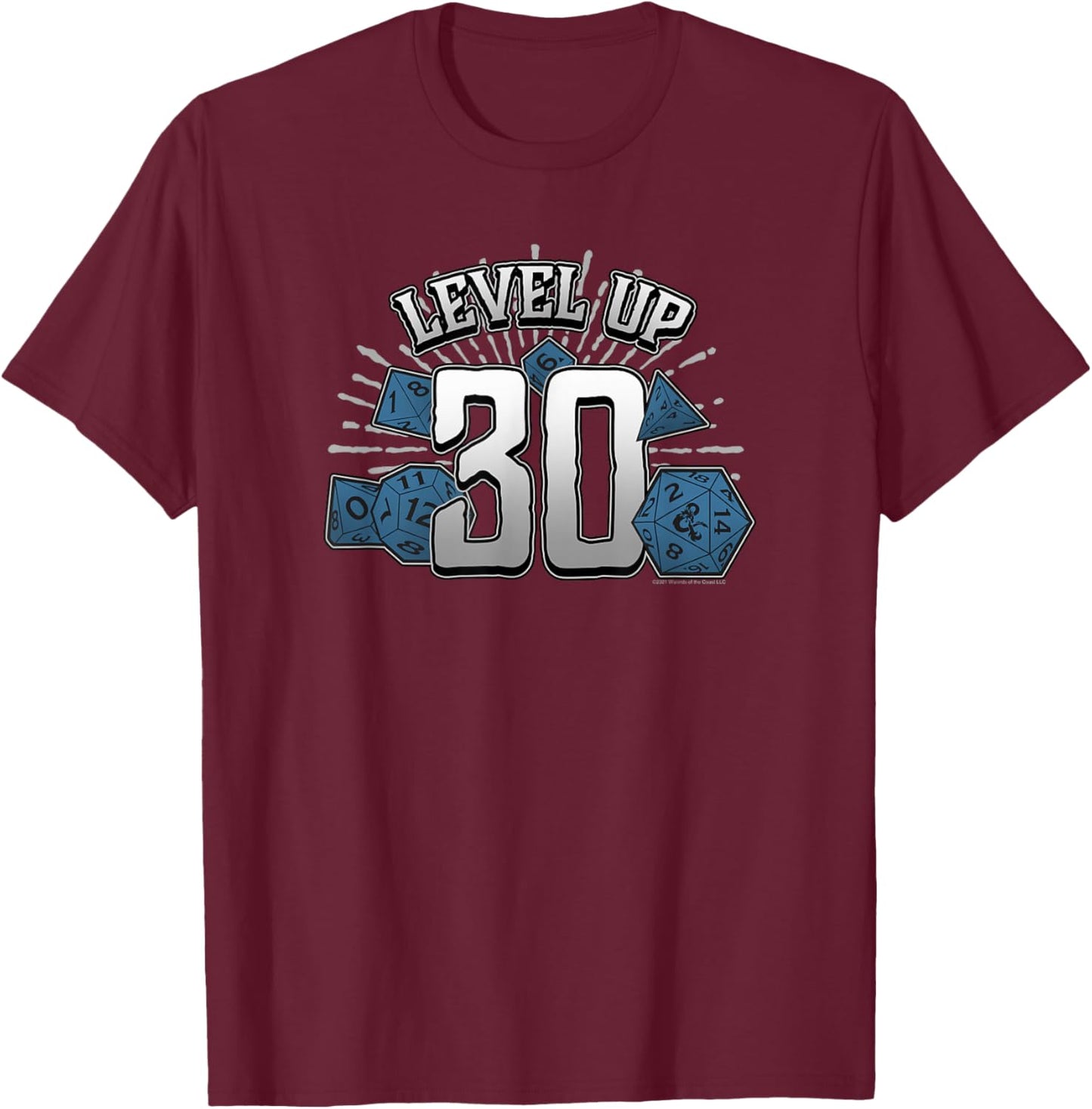 Dungeons & Dragons Birthday Level Up Thirty T-Shirt - T-Shirt | Maroon