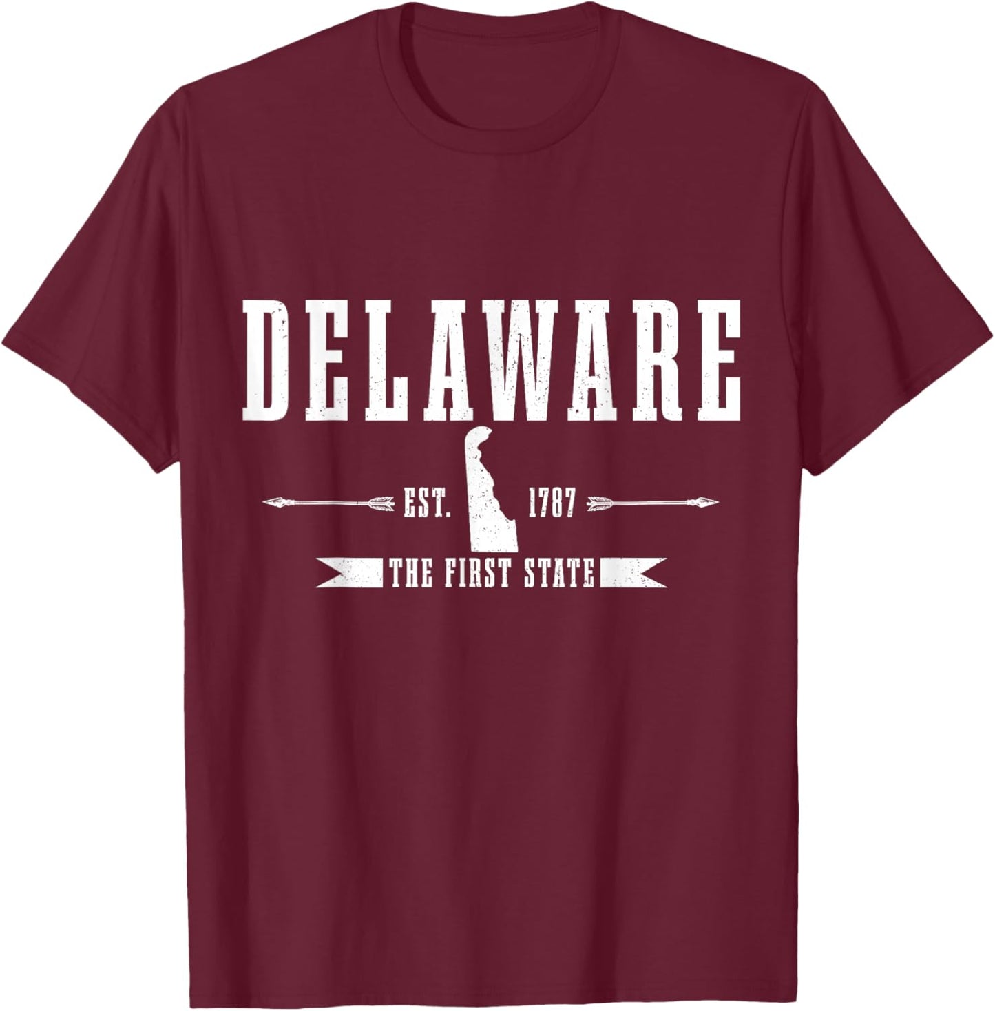 Delaware Est. 1787 Vintage USA America Souvenir T-Shirt - T-Shirt | Maroon