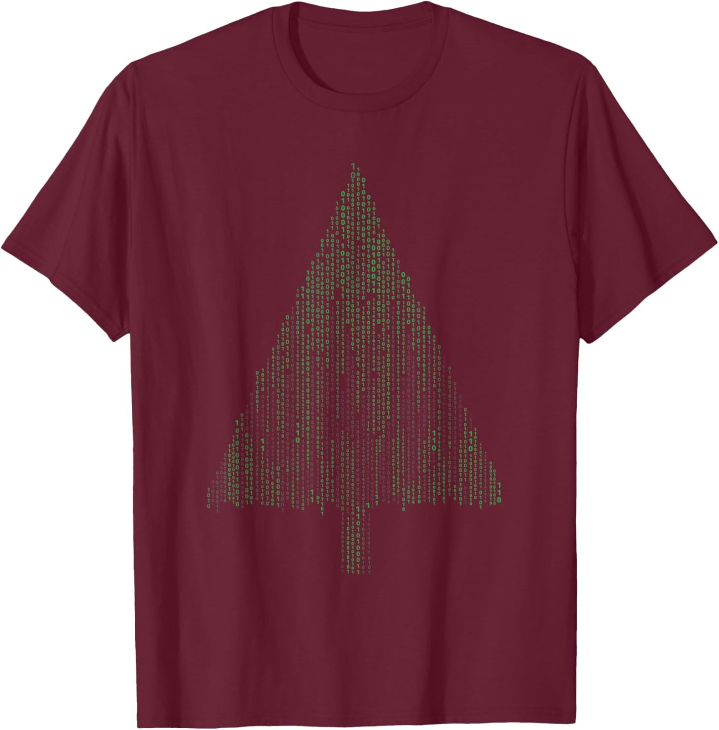 Binary Coding Computer Programmer Christmas Tree Xmas T-Shirt - T-Shirt | Maroon