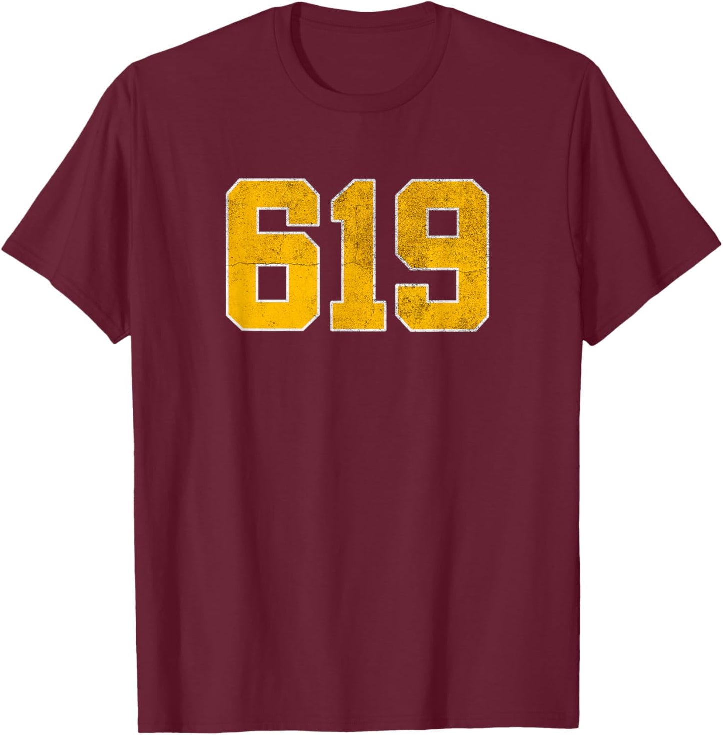 San Diego 619 Vintage Look Original Design T-Shirt - T-Shirt | Maroon