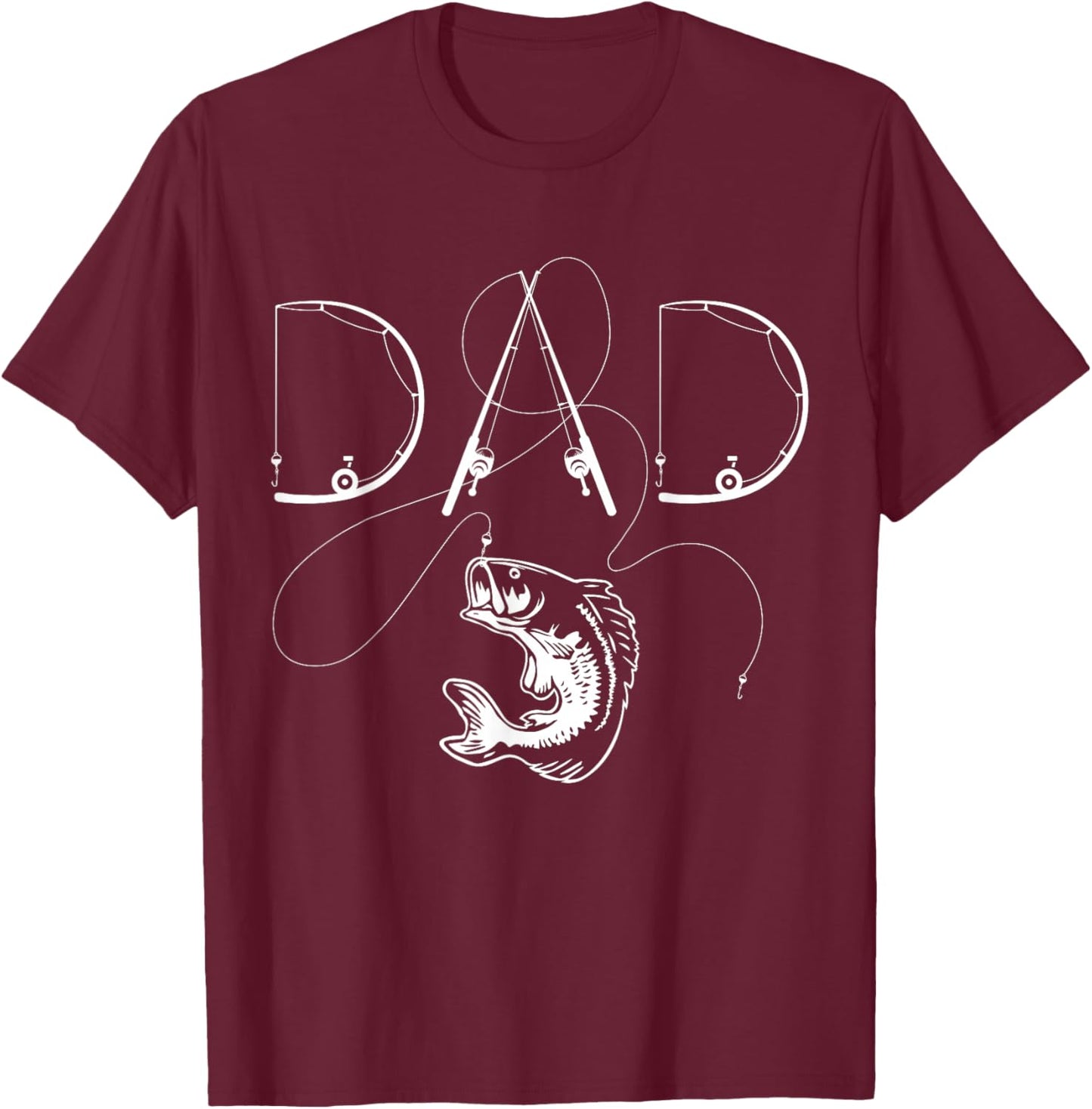 Fisherman Dad Fishing Enthusiast Fish Lover Daddy Father T-Shirt - T-Shirt | Maroon