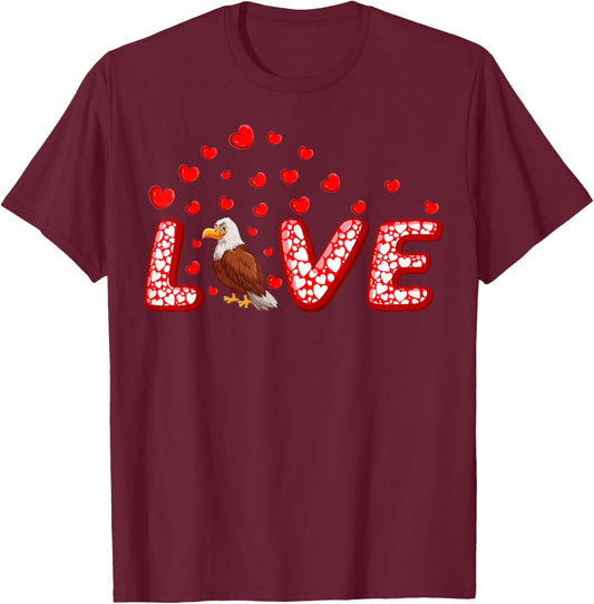Eagle Bird Lover Funny Hearts Love Eagle Valentine's Day T-Shirt - T-Shirt | Maroon