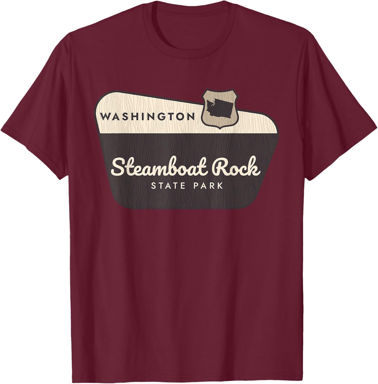 Steamboat Rock State Park Washington Welcome Sign Souvenir T-Shirt - T-Shirt | Maroon