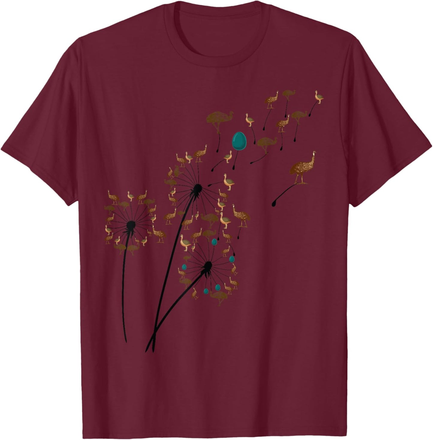 Dandelion emu Flower, Floral emu Tree Lover T-Shirt - T-Shirt | Maroon