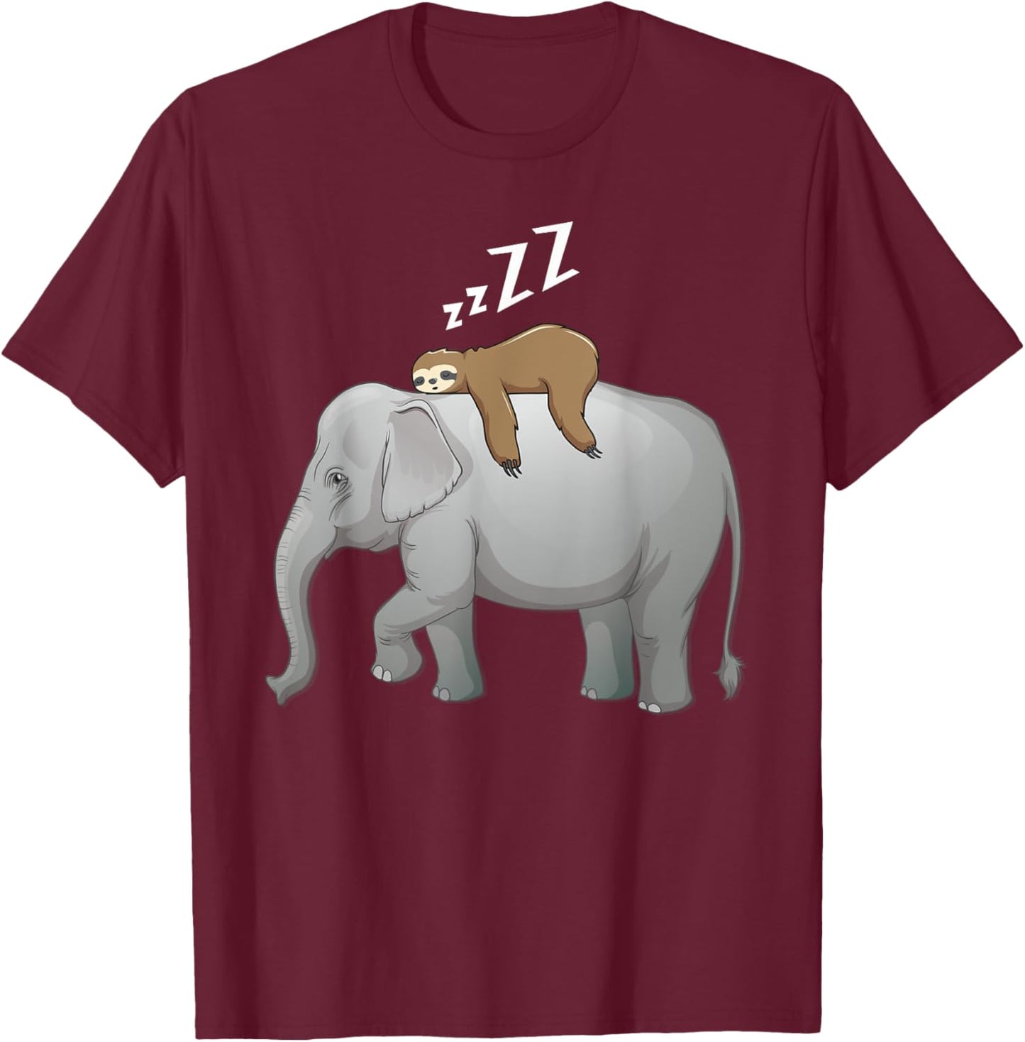 Elephant and sloth sleep lazy on the elephant wild animal T-Shirt - T-Shirt | Maroon