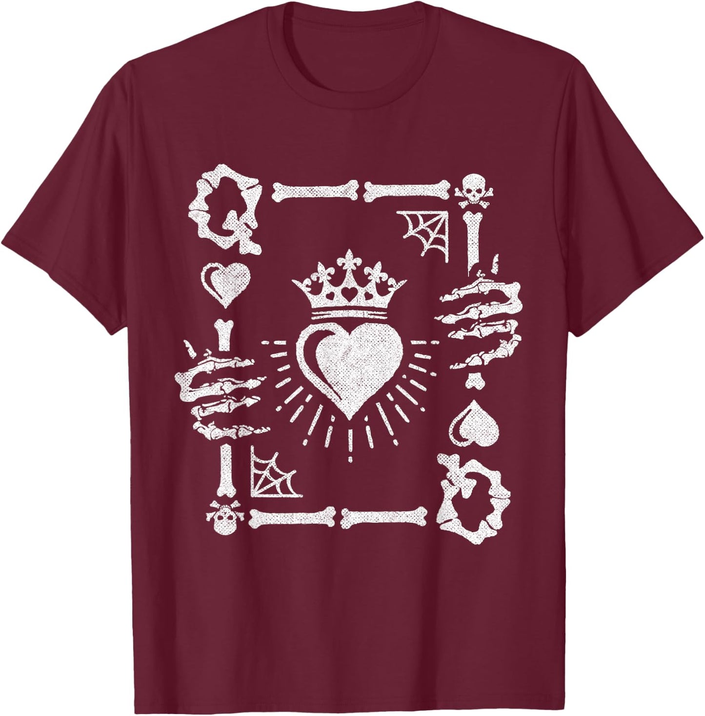 Queen of Hearts Card Costume - Halloween Queen of Hearts T-Shirt - T-Shirt | Maroon